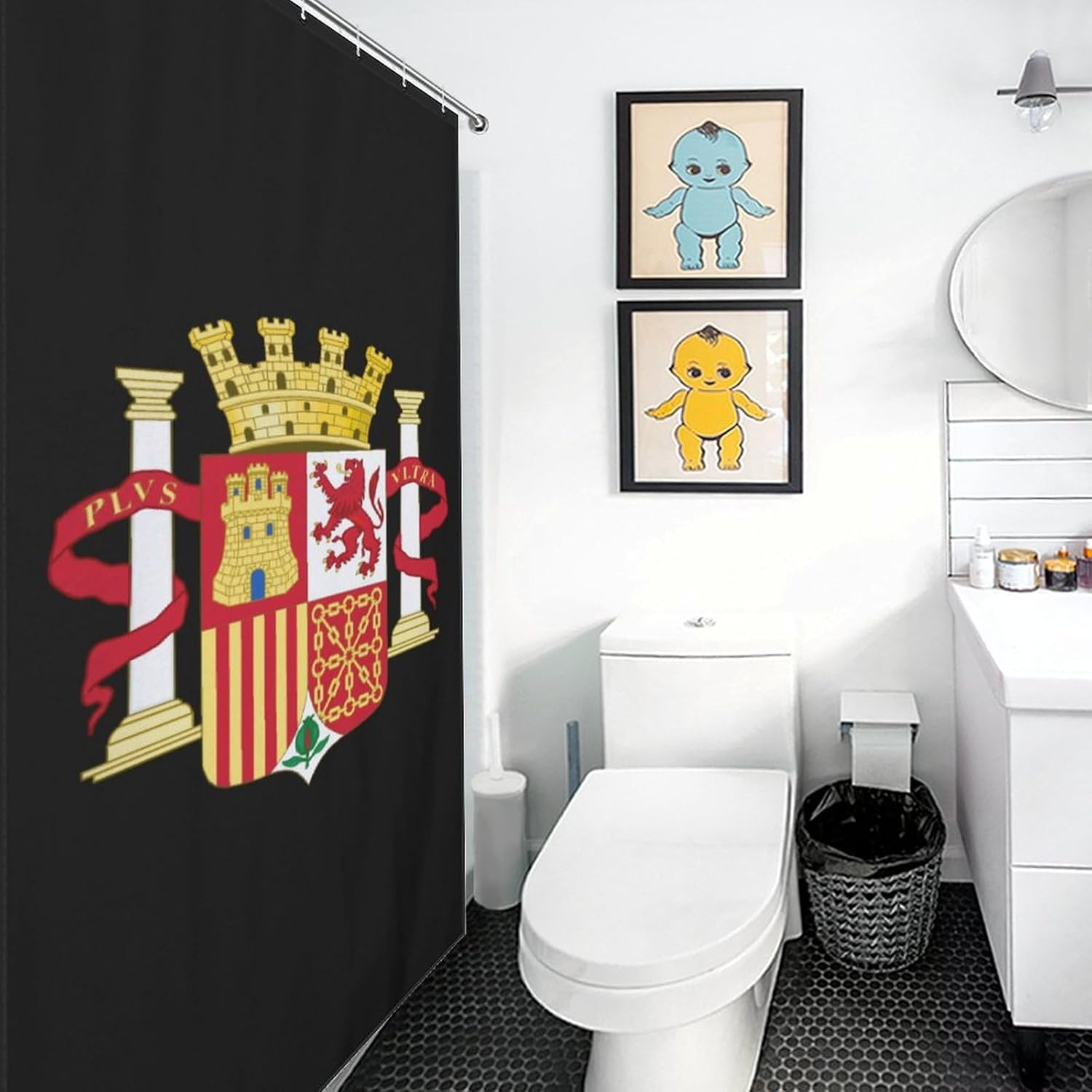 Coat of Arms of Spain Funny Shower Curtains Washable Bath Curtain Liner with Hooks for Bathroom Bath Tubs 36x72Inch（92x183cm）