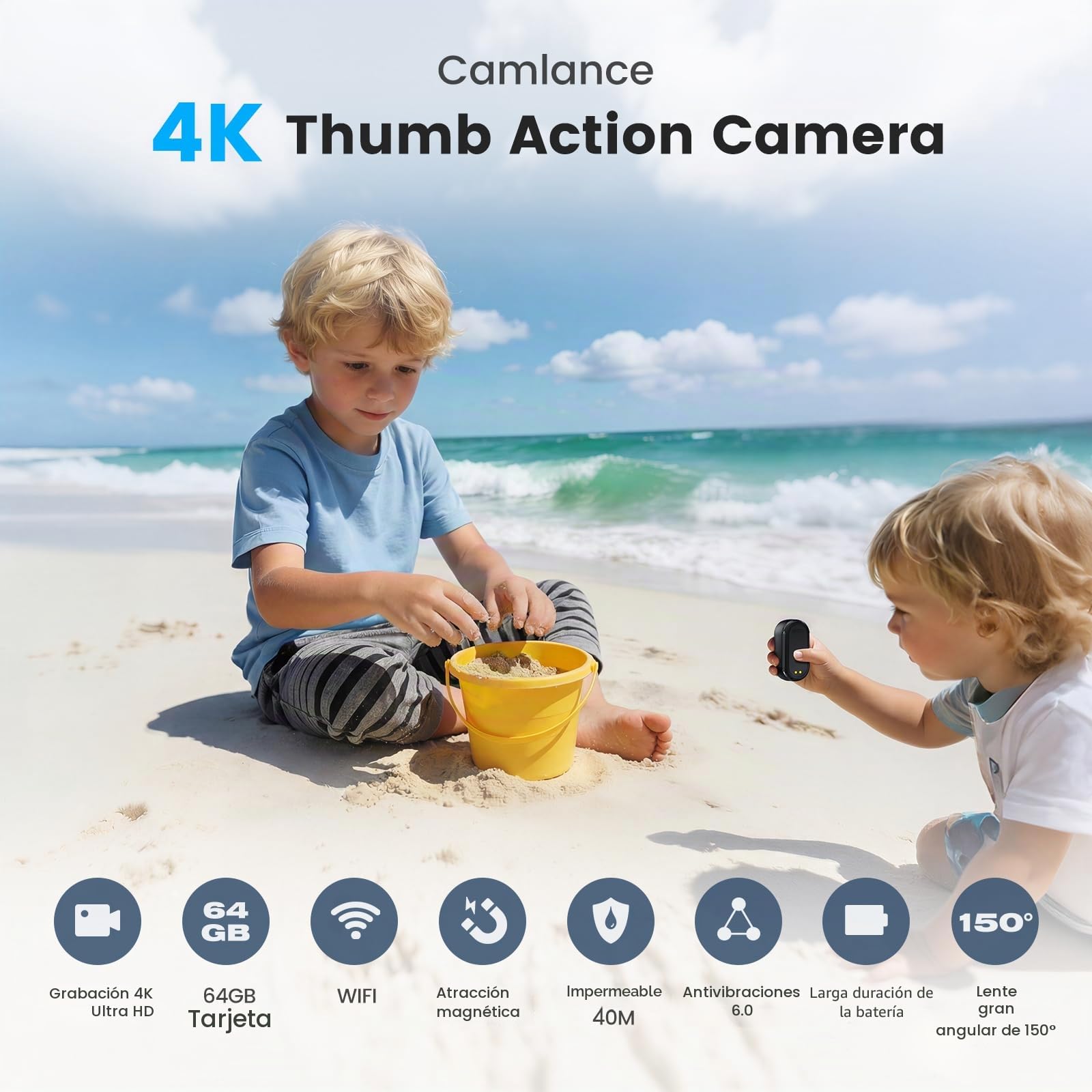4K Mini Cámara Deportiva,20MP Portátil para POV Cámara,6 Ejes EIS Camara Corporal,40M Camara Subacuática,WiFi Mini Cámara Magnética(con TF de 64 GB y Accesorios de Montaje)
