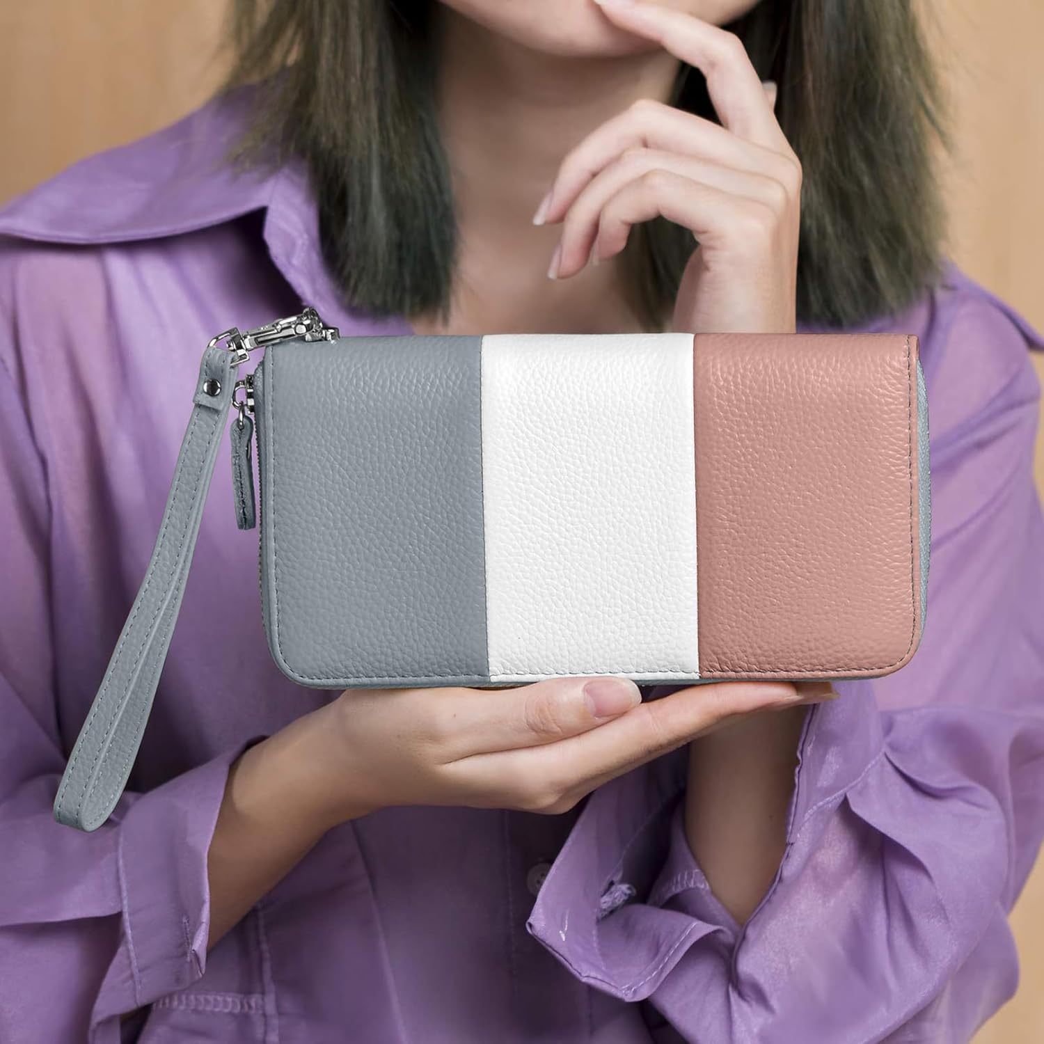 Womens Wallet RFID Blocking Genuine Leather Multi Credit Card Large Capacity Zip Around Clutch Travel Purse Wristlet - Image 5