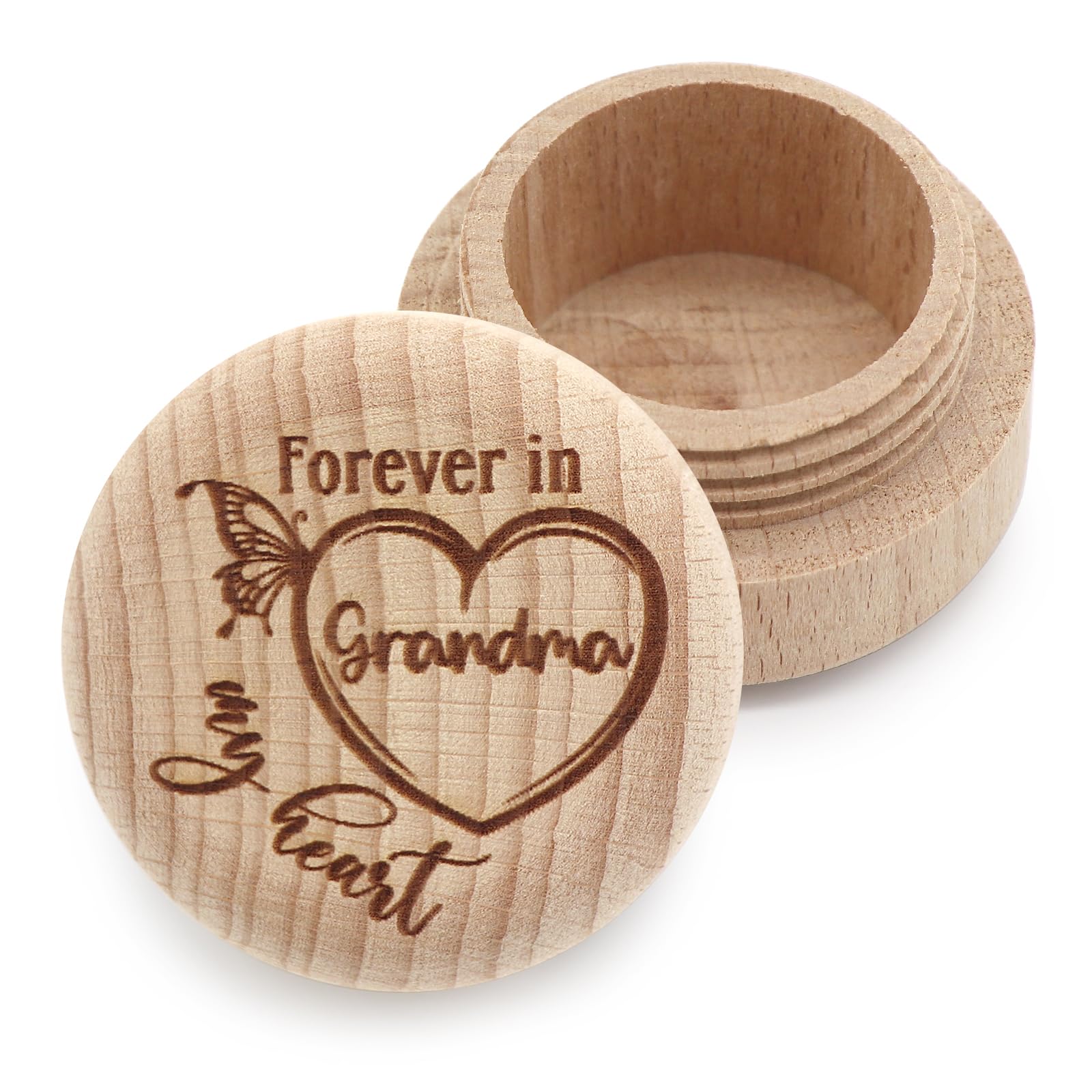 Liannan Wood Custom Lock Of Hair Keepsake Box - Personalized Memorial Gift For Loss Of Loved One - Remembrance And Sympathy Gift For Mum, Dad (Heart Grandma)