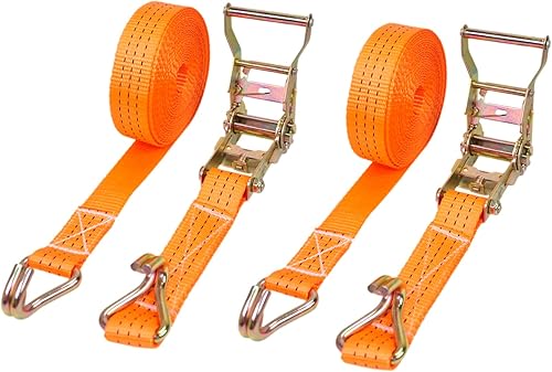 AA Products - Correas de trinquete de seguridad resistentes con ganchos dobles en J (RS-302- 9.8 pies x 1.5 pulgadas - 4400 libras) 2 paquetes
