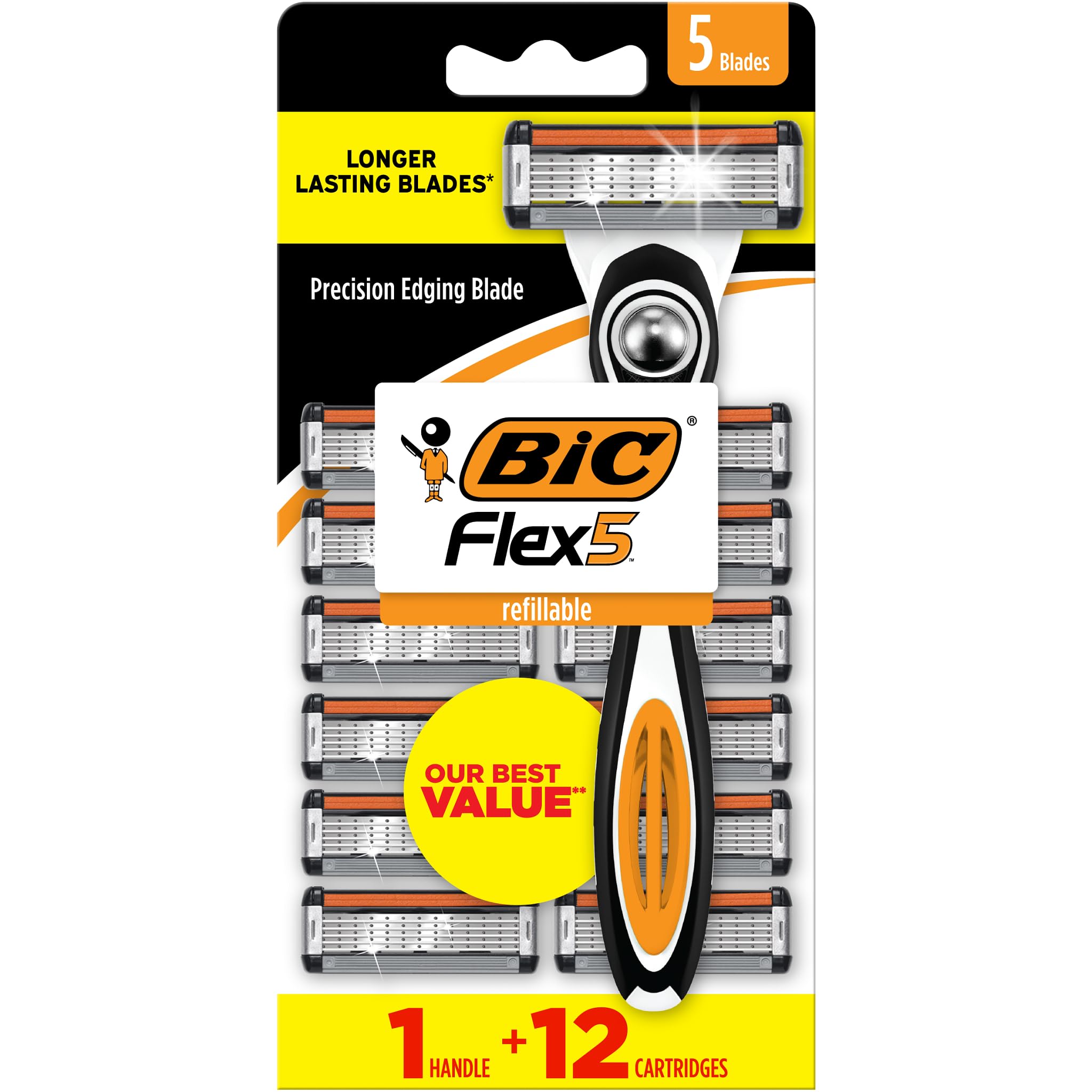 BIC Flex 5 Refillable Razors for Men Long-Lasting 5 Blade Razors for a Smooth and Comfortable Shave 1