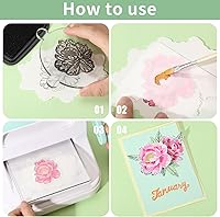 Vista 4 de GLOBLELAND Troqueles de corte de peonía, sellos transparentes y plantillas de pintura, plantilla de estampado de flores, sello de silicona, juego