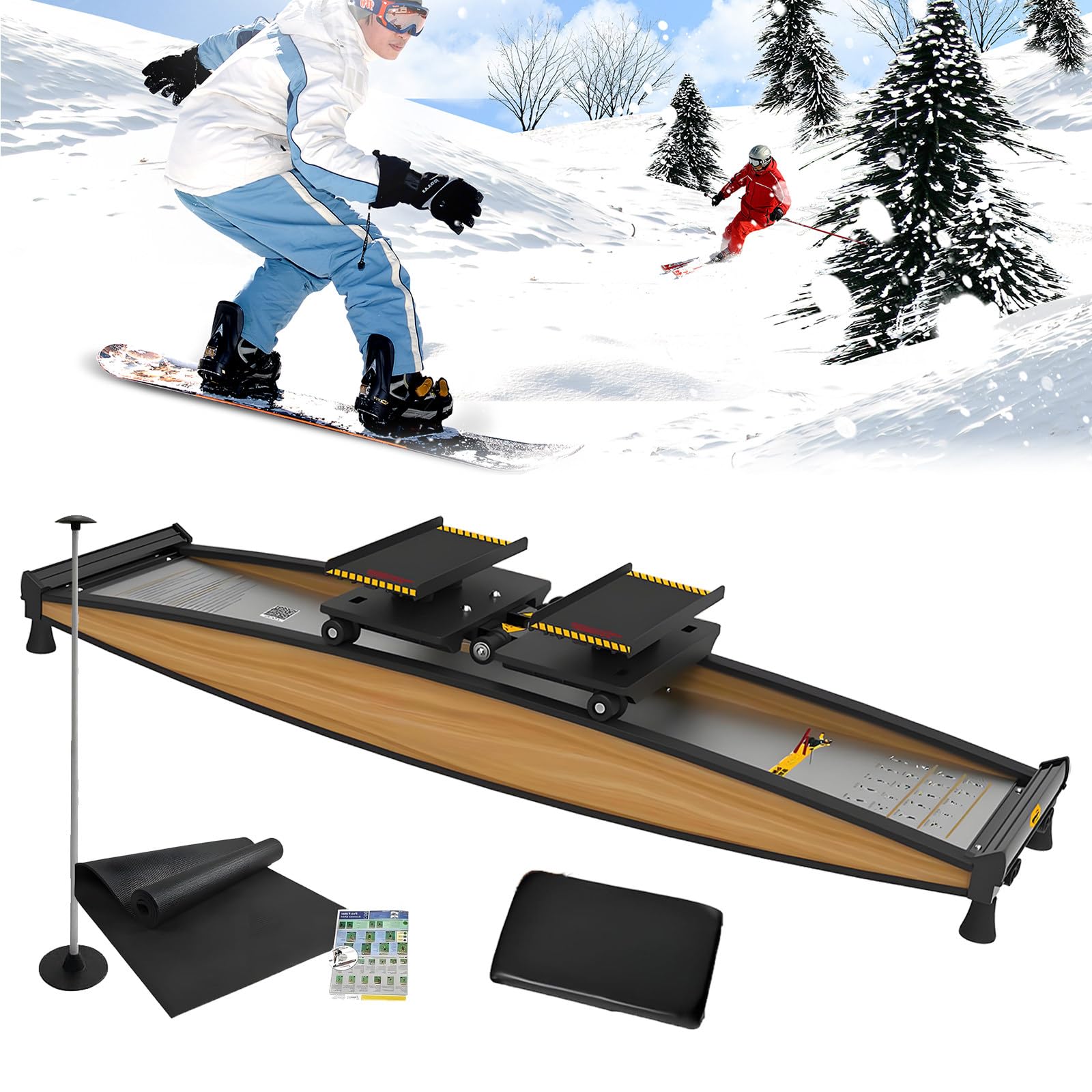 Jiyinghui Multicolor Ski Exercise Machine, Ski Simulator Training Machine For Home Use, Multifunction Cardio Exercise Machine For Waist Abdomen And Leg Training, 330Lbs Load, With Ski Poles And Mat