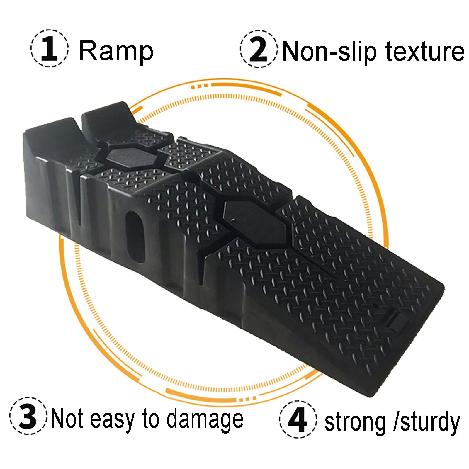 Rampa para vehículos de Alta Resistencia, rampa de Acceso de hasta 2,5 T, 2 rampas de acera portátiles de plástico Negro con peldaños Antideslizantes, rampa de Carga, para Todo Tip