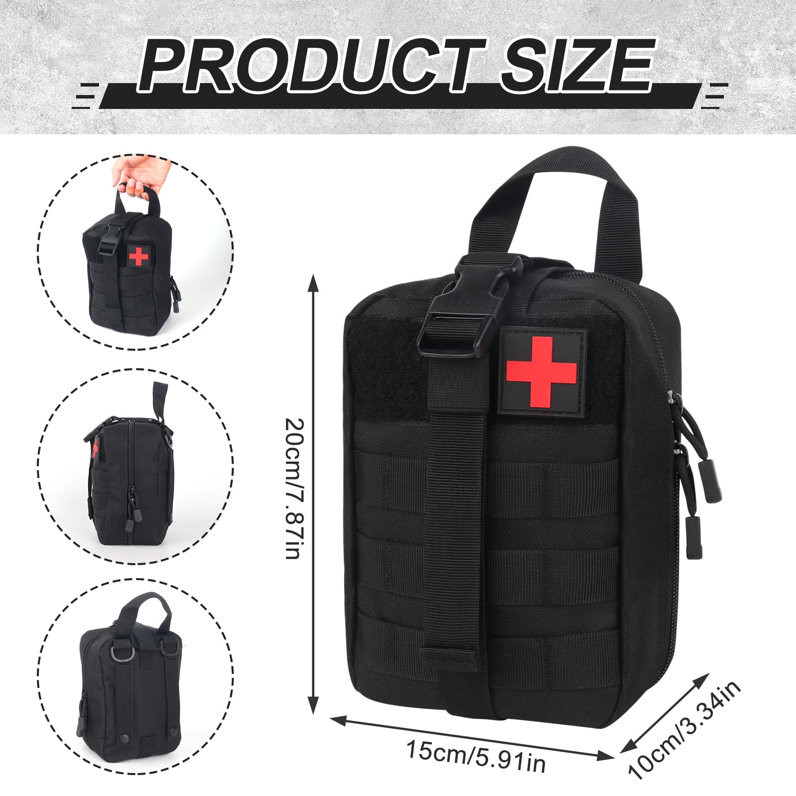 Tactique Sac de Secours 54PCS Trousse de Premiers Soins Militaire pour Camping Chasse