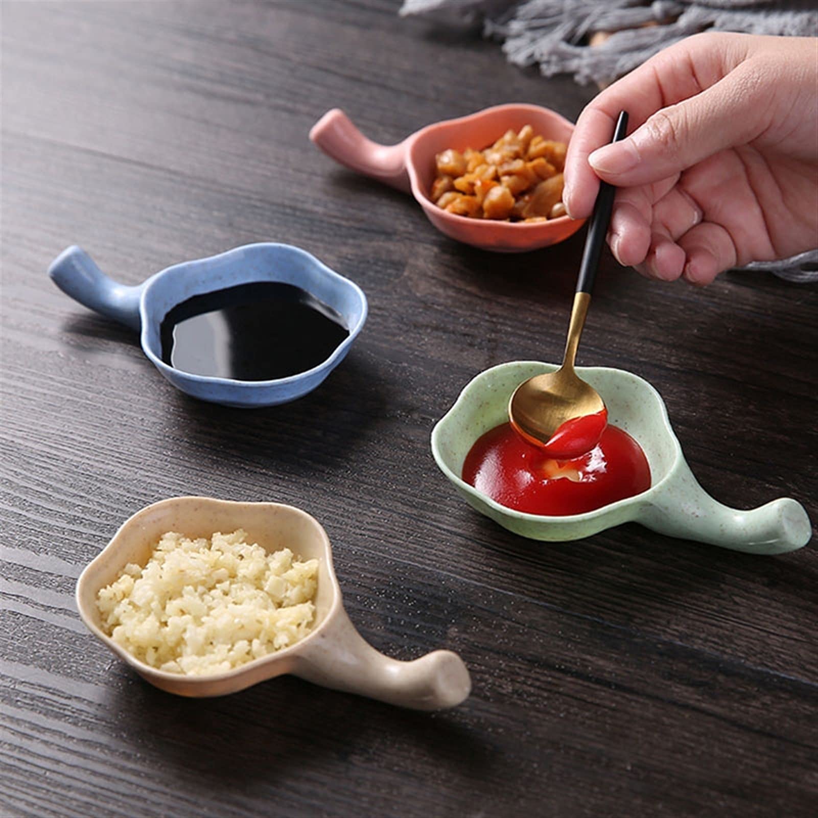 Salsiere Multiuso Condimenti Assortiti Salsiere Insalata di Zucchero Passata di Pomodoro Salsa Piatti Cucina Forma di Fiore Dip Ciotola di Condimento Piatto Caffè Latte Creamer Brocca Vassoi(B)