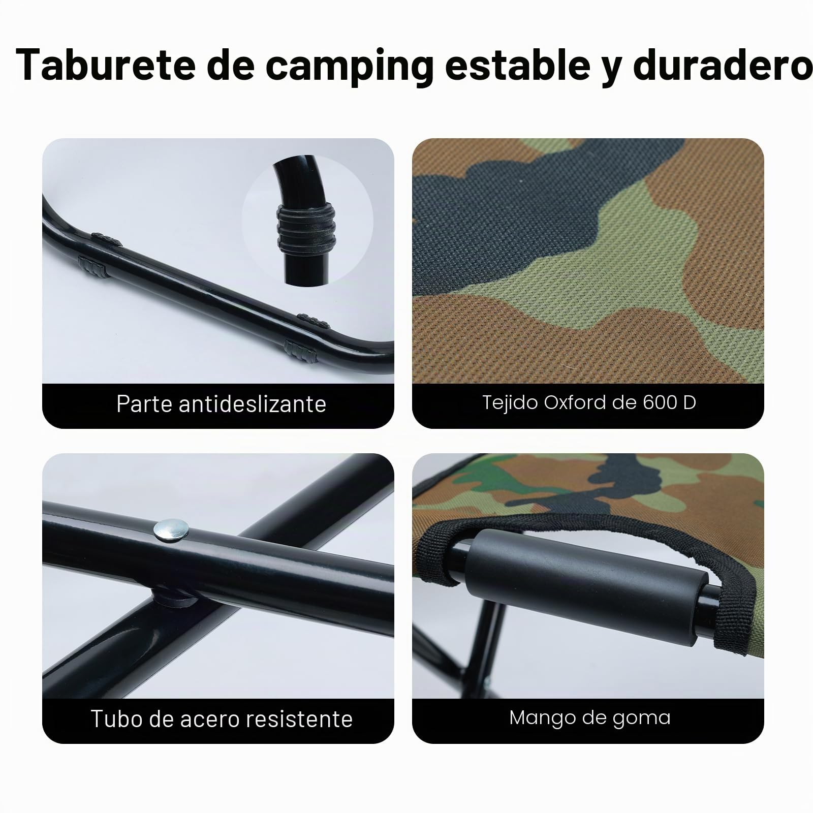 Taburete mochila nevera plegable y ligero, resistente hasta 159 kg para camping, silla de pesca portátil desmontable con mochila nevera, camuflaje