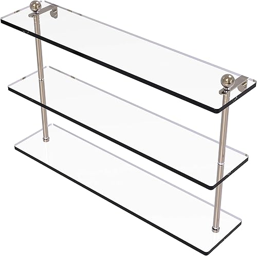 Miniatura 7 de Allied Brass PR-522 - Estante de cristal de triple nivel de 22 pulgadas, bronce cepillado