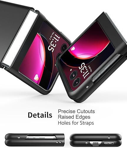 Miniatura 4 de Cresee Funda para Motorola Razr Plus 2023 Con Protector De Pantalla Externa - Funda De Teléfono De PC Dura Delgada Para Moto Razr+2023 - Negro+Vidrio