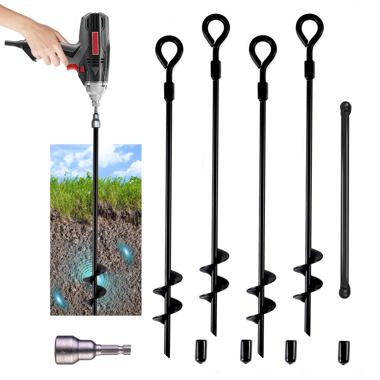 Amazon.com: MIXXIDEA18 Inch Ground Anchors Screw in Folding Ring