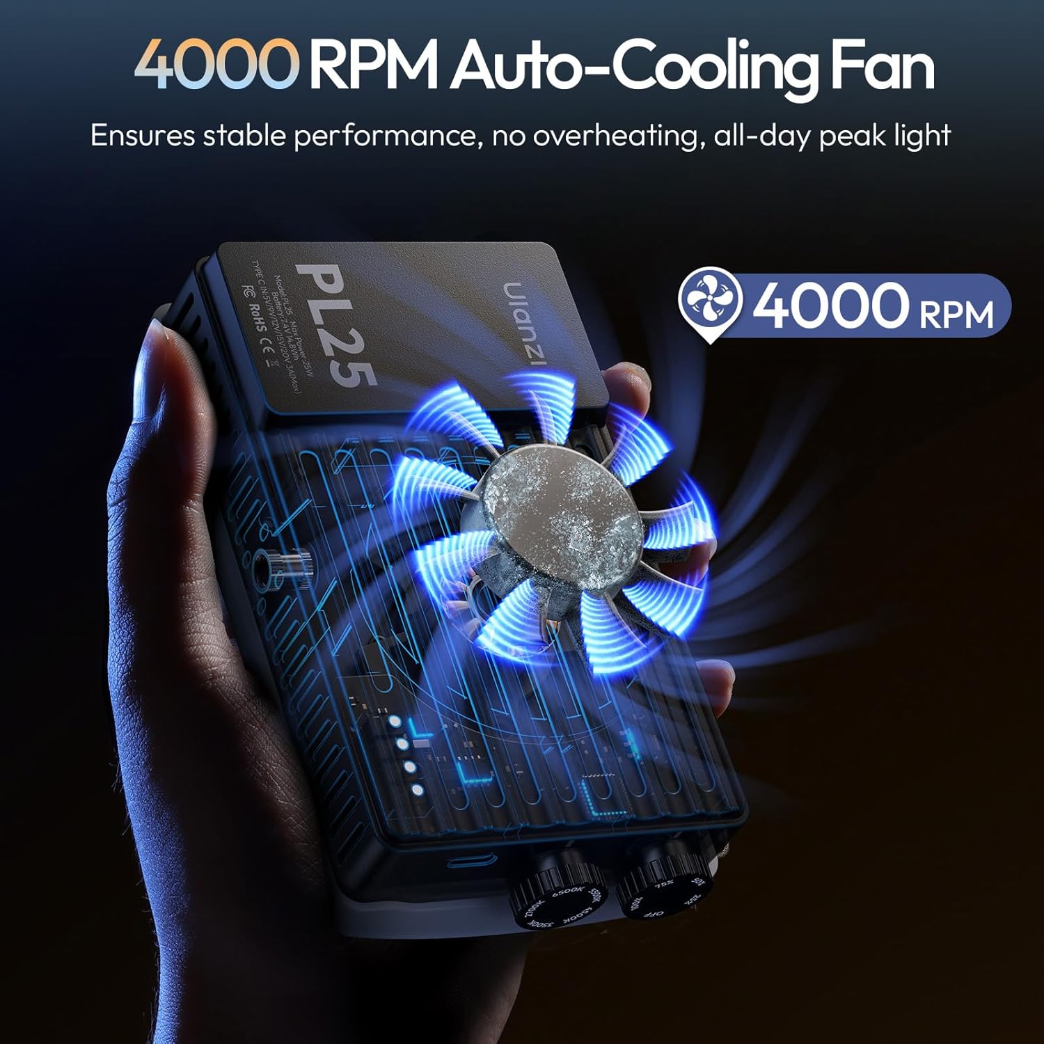 ULANZI PL25 Video Light, 25W LED Camera Light Mini Panel Bi-Color for DSLR Photography, 3200Lux, CRI≥96 2700K-6500K, 2000mAh Rechargeable Portable On-Camera Lighting for Photo, Video, YouTube, Vlog - Image 5