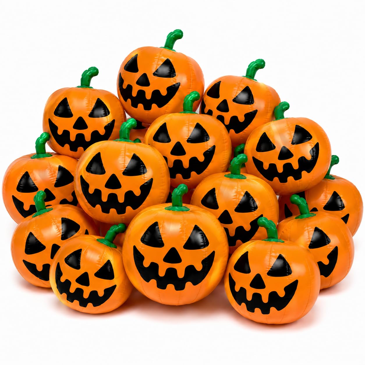 16 galleggianti gonfiabili a forma di zucca di Halloween, 35,6 cm, palline da spiaggia gonfiabili, spaventose decorazioni per giardino, feste, acqua