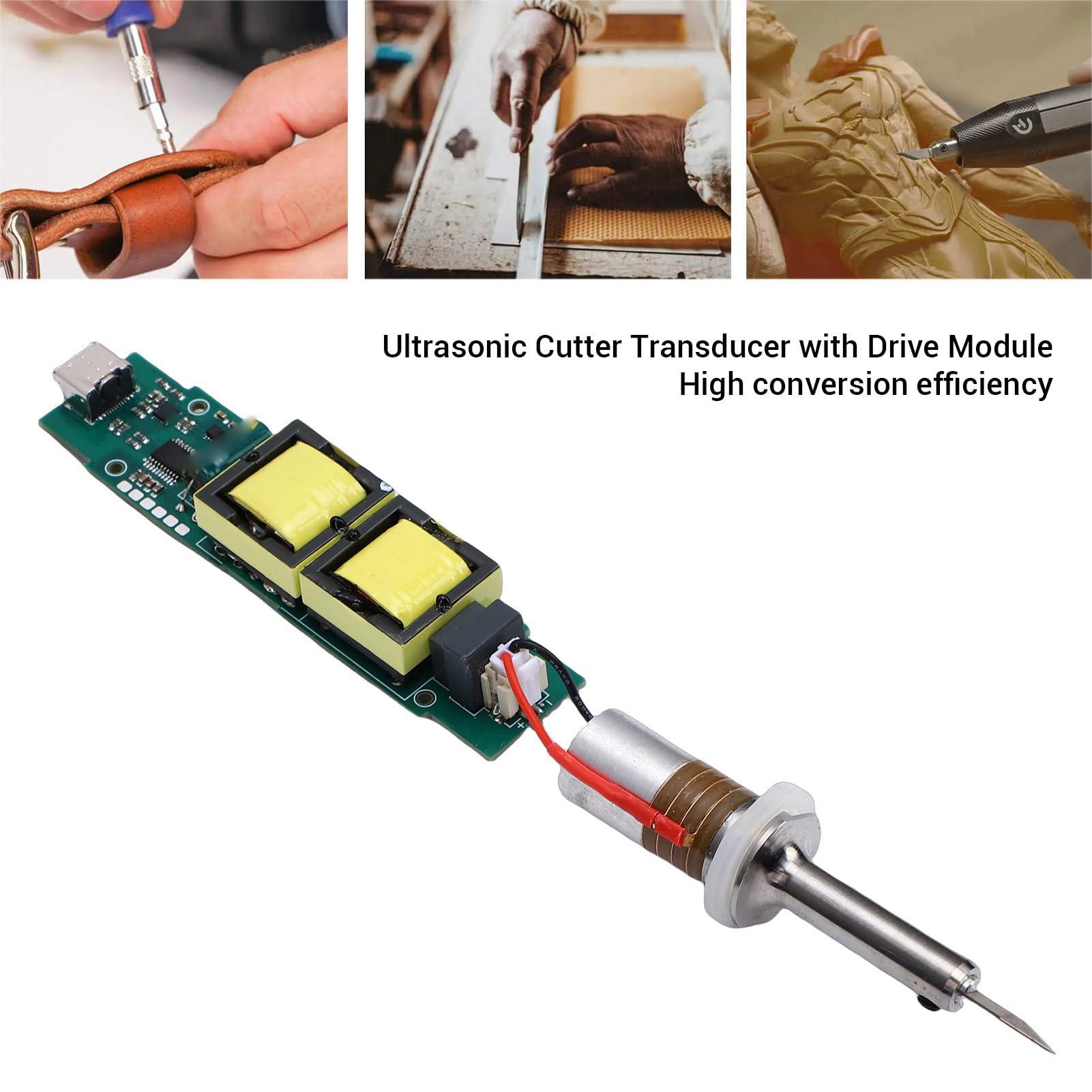 Transductor de Herramienta de Corte Ultrasónico, Transductor de Corte Ultrasónico de 30 W, Piezas Industriales de Acero de Aleación con Módulo de Accionamiento, Ideal para de PCB