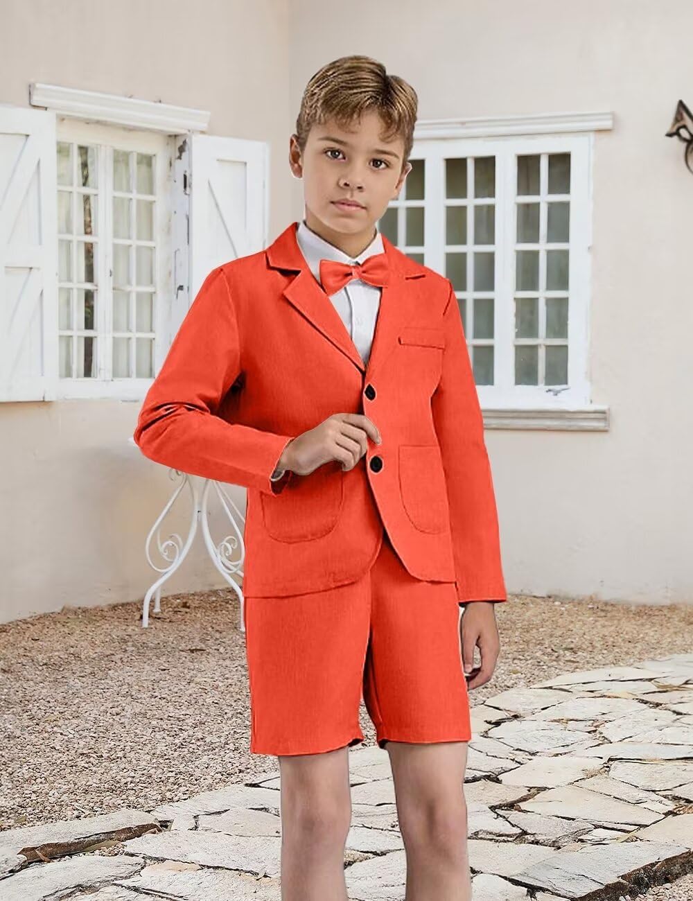 Boys Summmer Linen Suits Kid Shorts Suits for Boys Toddler Wedding Tuxedo Suits Slim Fit 2 Pieces Jacket Pant Set