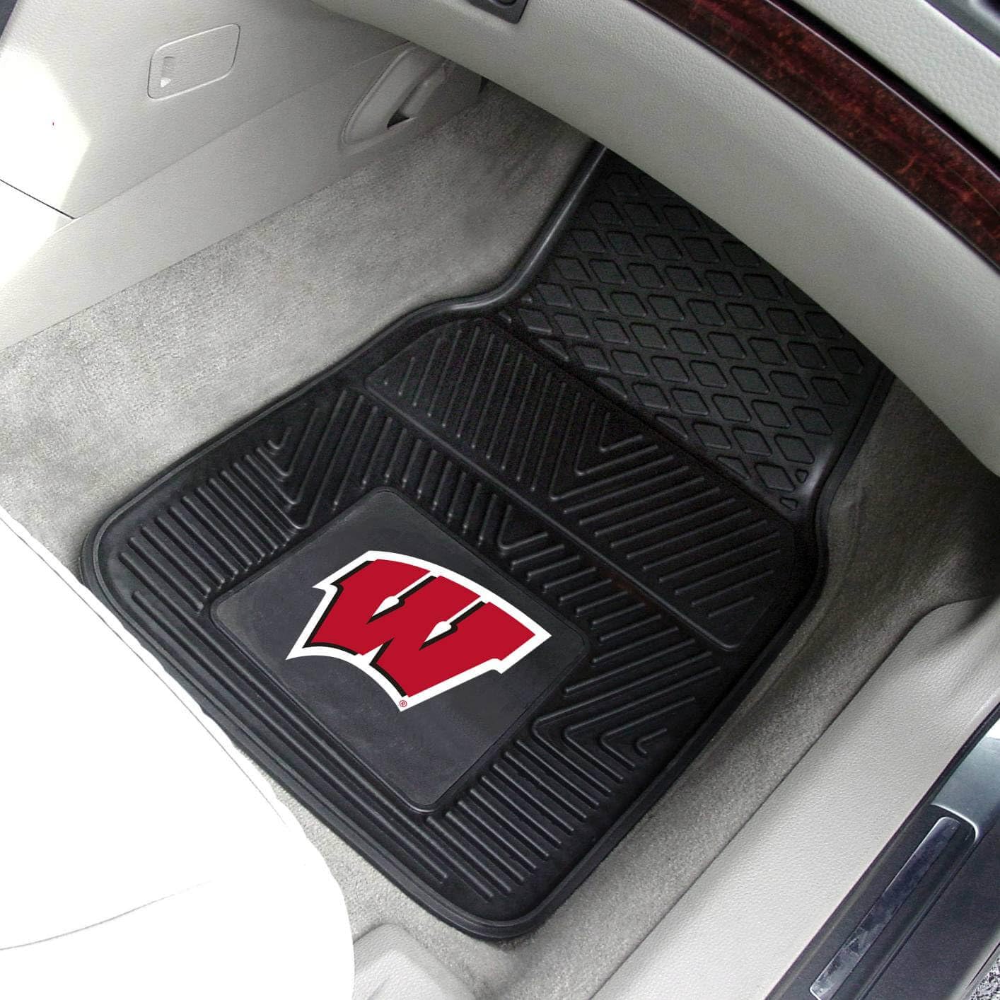 Wisconsin Badgers Black 2-Piece Vinyl Car Mat Set