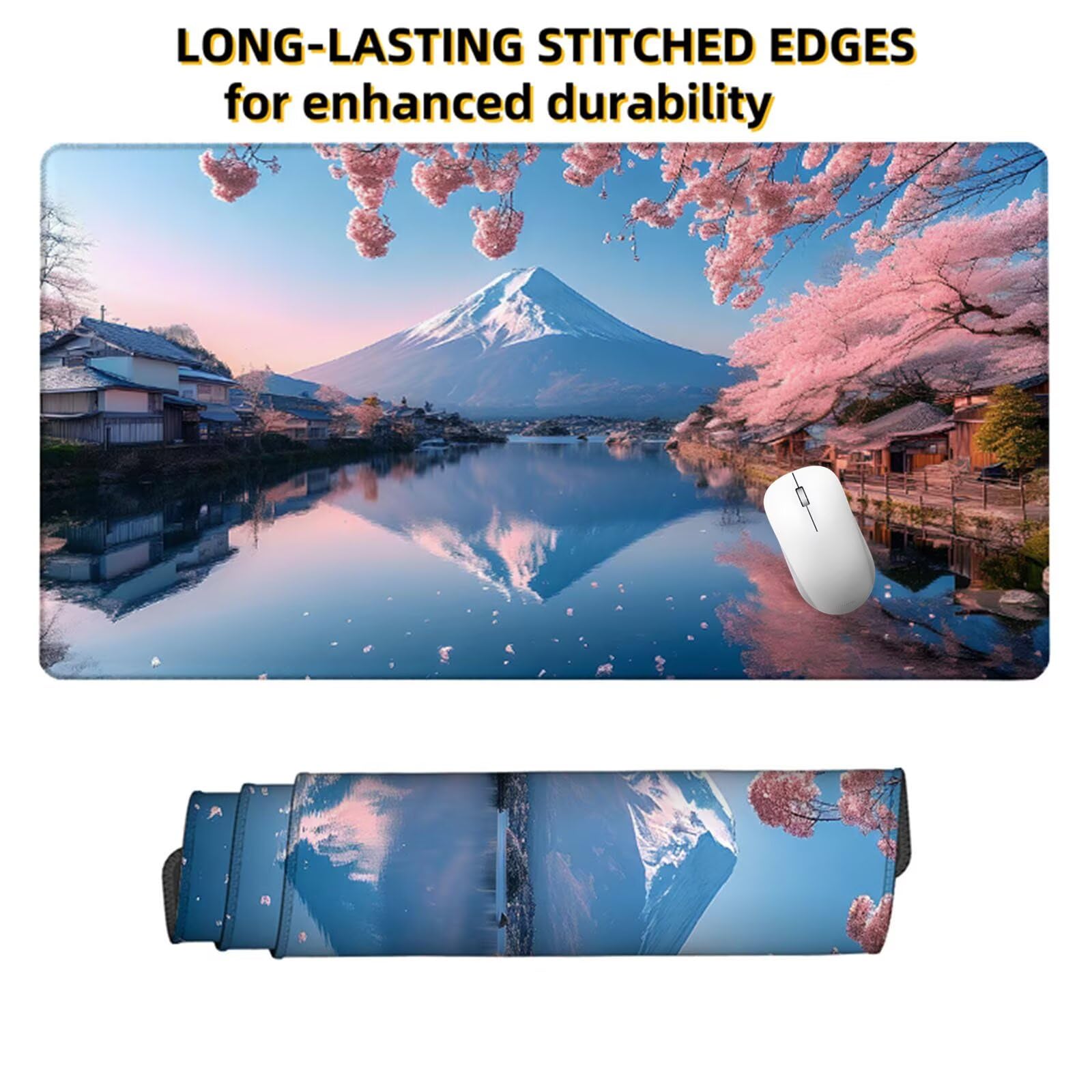 Różowa podkładka pod mysz dla graczy XXL 1400 x 600 x 3 mm, pod ręką uchwyt na biurko Fuji z antypoślizgową i wodoodporną gumową podkładką pod mysz, gładka powierzchnia poprawia dokładność i szybkość