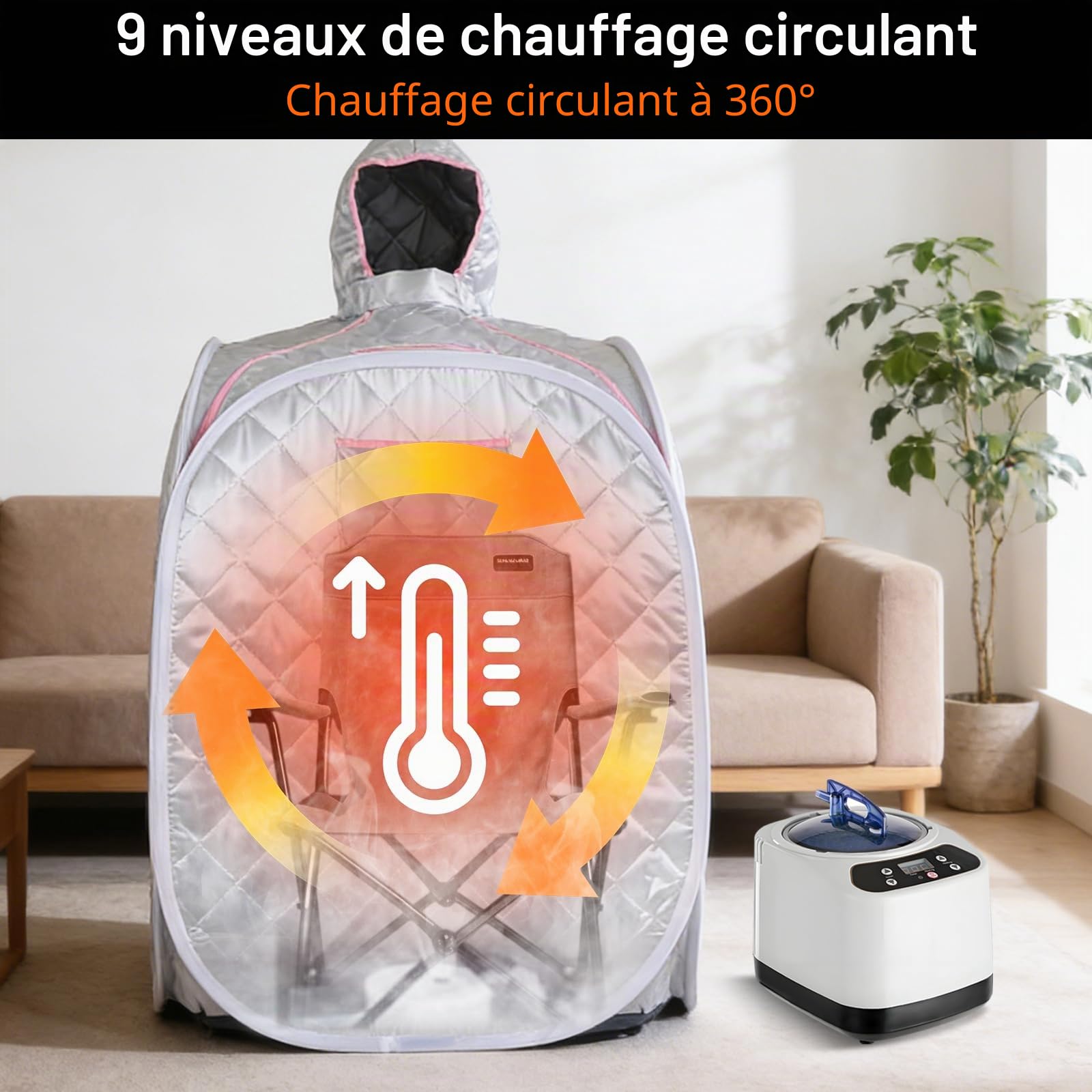Générateur de Vapeur pour Sauna, 1200W Portatif Générateur de Vapeur avec Télécommande, 3L Sauna Générateur de Inoxydable de Machine de Fumigation pour Détoxifier le Corps