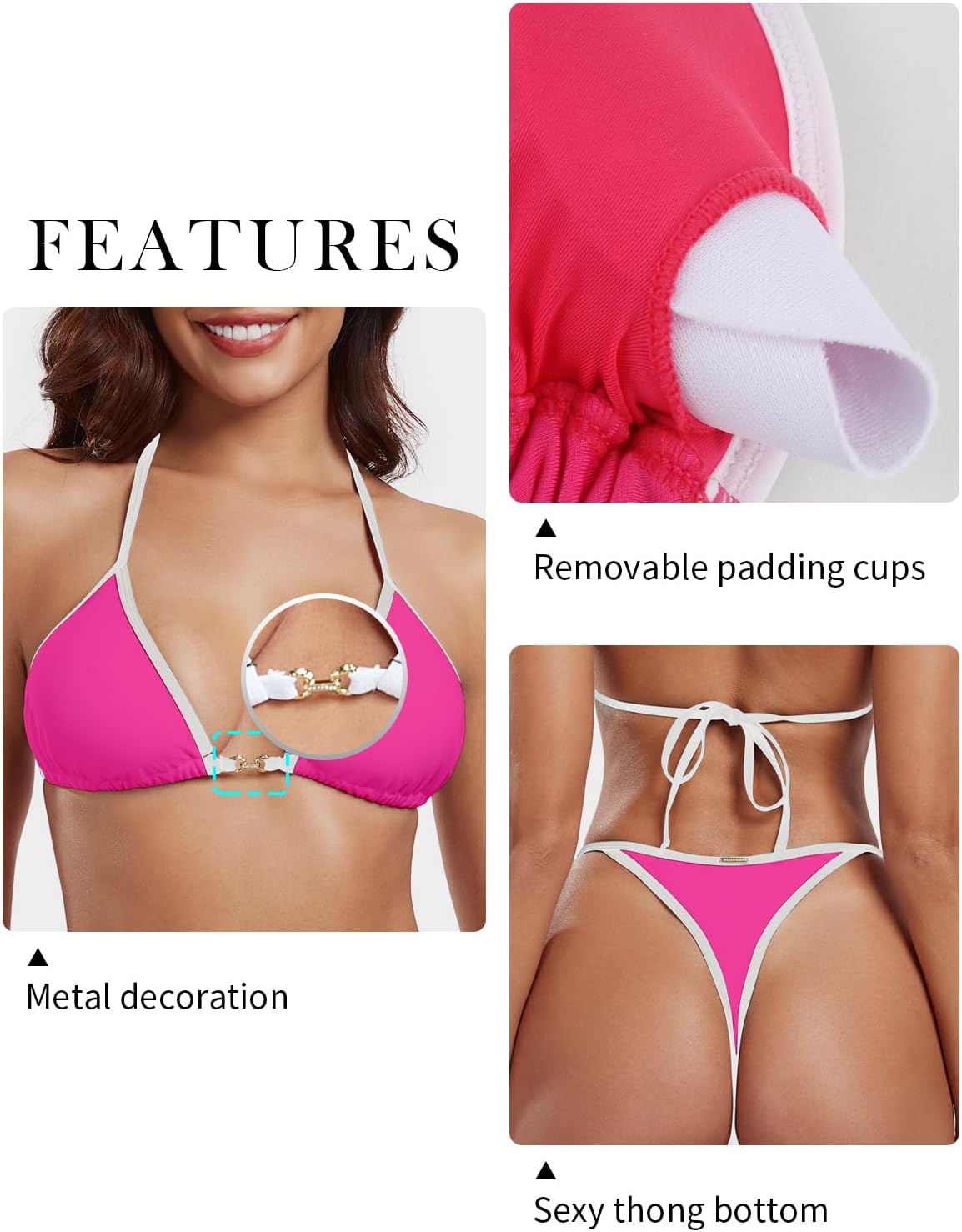 RELLECIGA Women's Thong Bikini Set Triangle Halter Brazilian Two Piece Swimsuit - Image 4