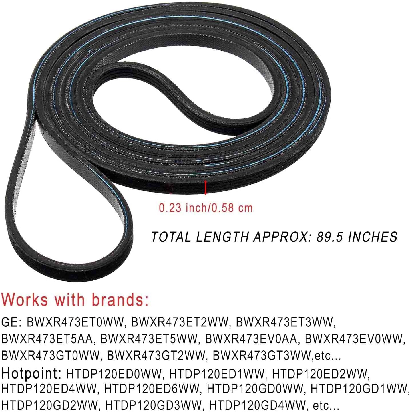 Lifetime WE12M29 Dryer Drum Drive Belt by Seentech - Compatible with GE & Frigidaire dryers - Replaces Part Numbers: 137292700, 134163500, PS1766009, WE120122, WE12M0022, WE12M22, AP4565702, PS3408299