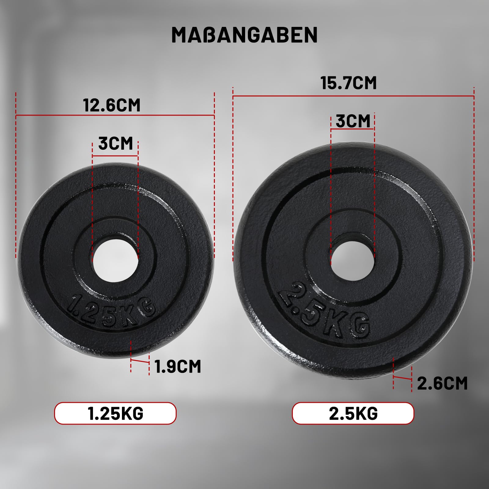 Hantelset 10 kg | 15kg | 30kg Einzelhantel - Hanteln Set - Stange 30 mm - Kurzhanteln Frauen und Männer - Hantel Set - Gusseisen Kurzhantelset - Kurzhantel