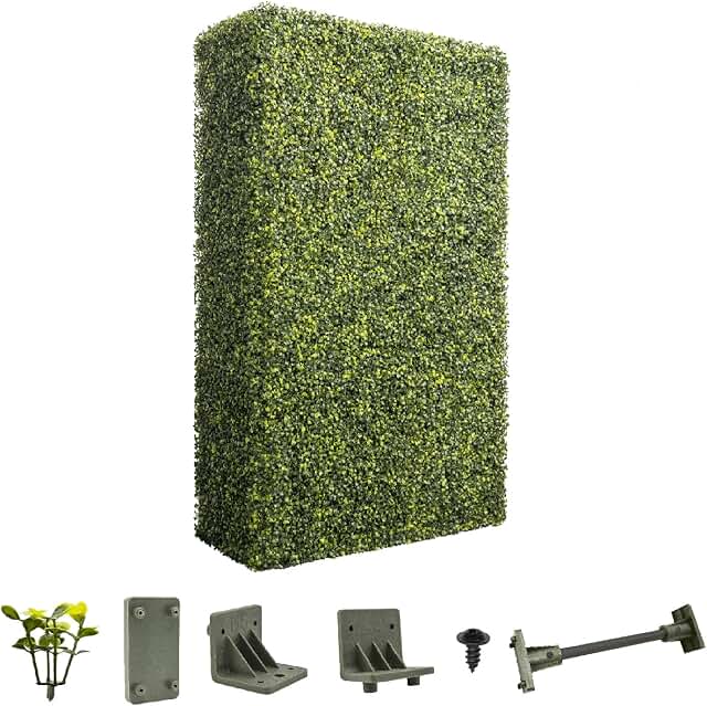 Artificial green boxwood hedge wall panel