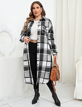 Amazon.com: ZOMVA 2024 Women's 0X-5X Plus Size Long Flannel