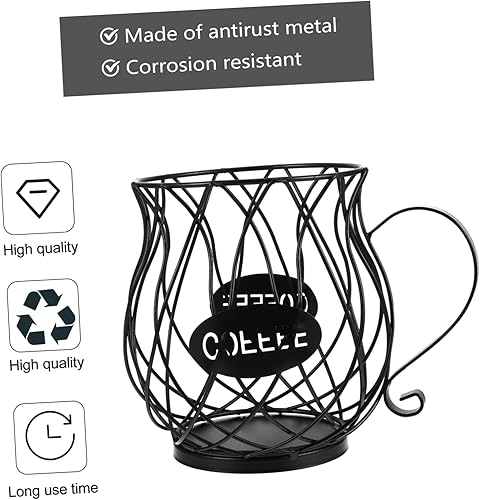 Miniatura 9 de KJHBV 1 cesta de fruta de hierro, taza de café y soporte, organizador de cápsulas de café, soporte de té, alambre de metal, cuenco de frutas,