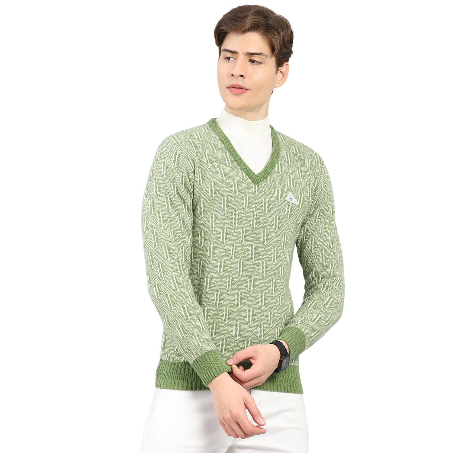 Men's Regular Fit Self Design V Neck Full Sleeve Pullover| Warm Woolen Sweater for Men |Soft Comfortable Knitted Winter Wear for Men (Pack of 1)