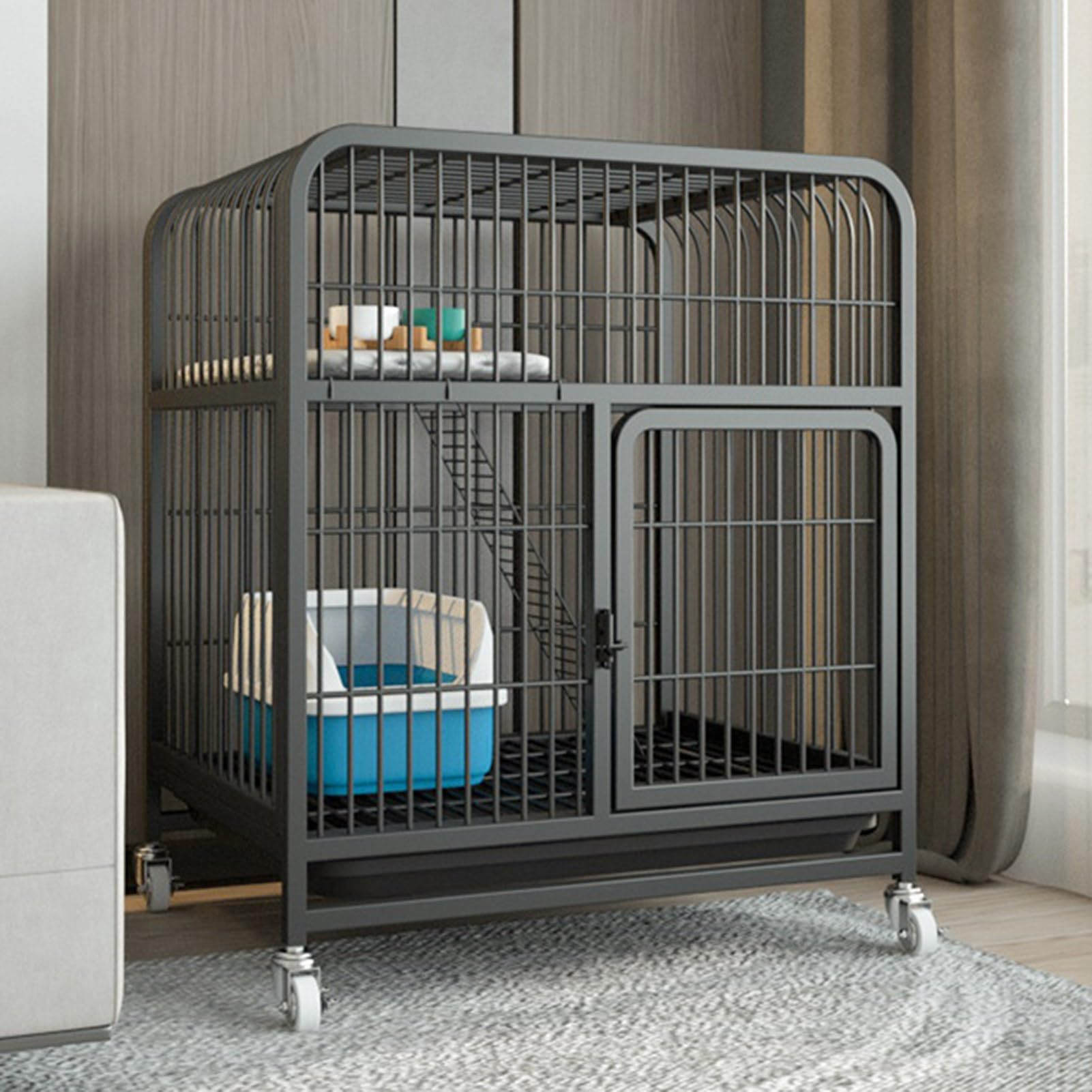 Catio enclos extérieur pour chat grand condo cage grillagée noire