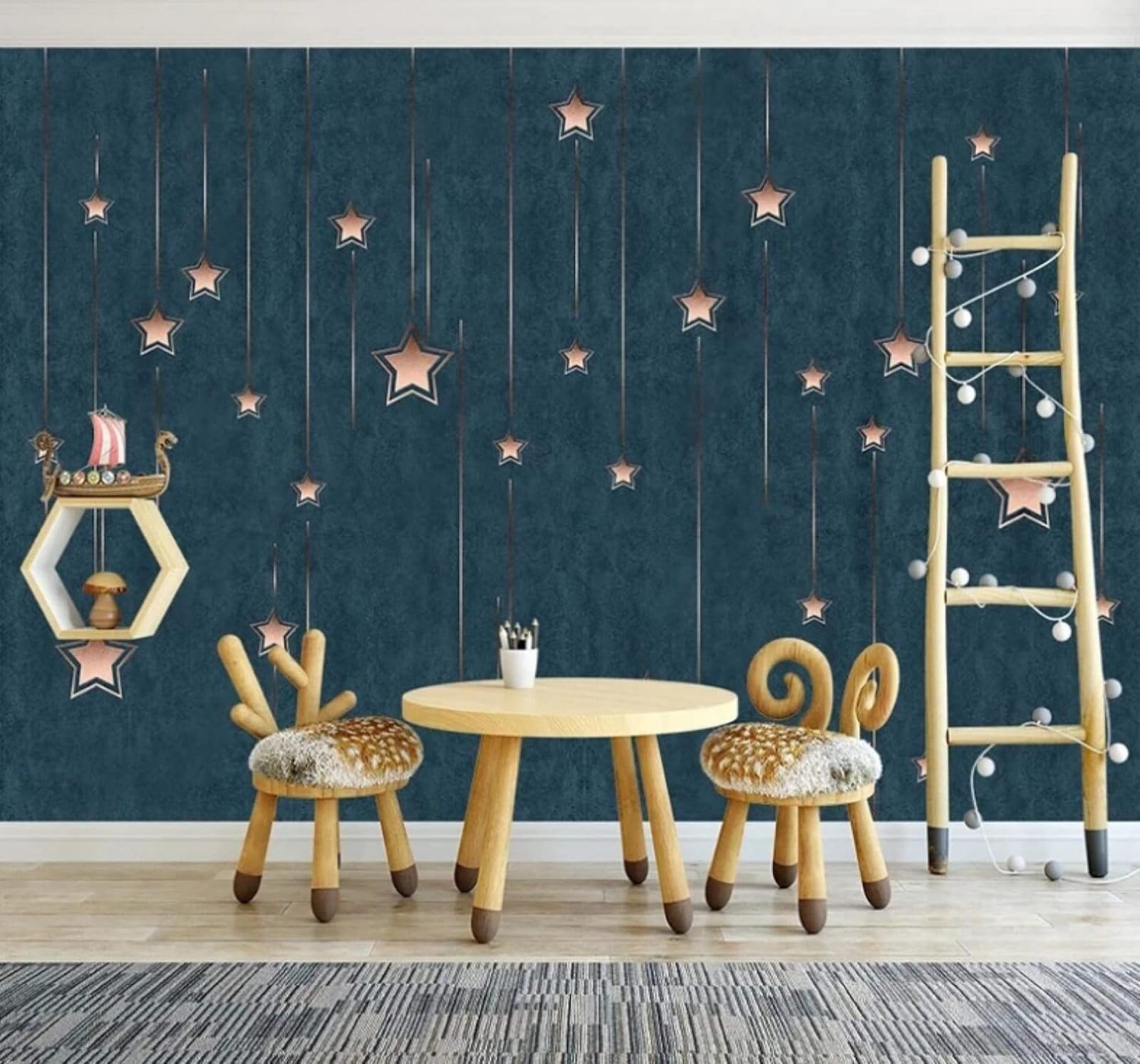 XLMING Retro Minimalist Cartoon Stars Pattern 3D Wallpaper Luxury Home Dining Decor Paste Sofa Living Room The Wall for Bedroom Mural-350cm×256cm