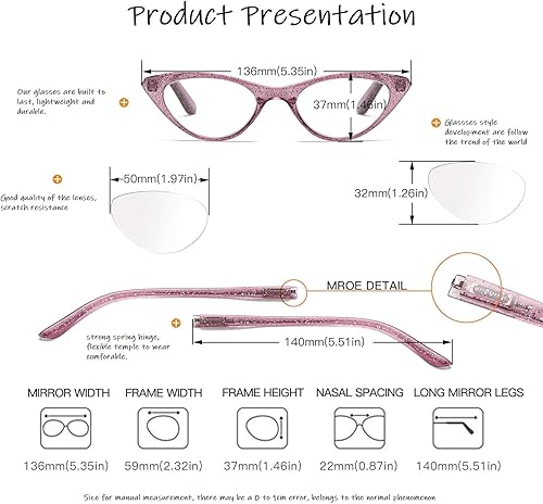 Miniatura 2 de 100 CLASSIC 4-Pack Reading Glasses Ladies Cateye Spring Hinges Reader Crystal Sand Temple Fashion Eyeglasses for Women