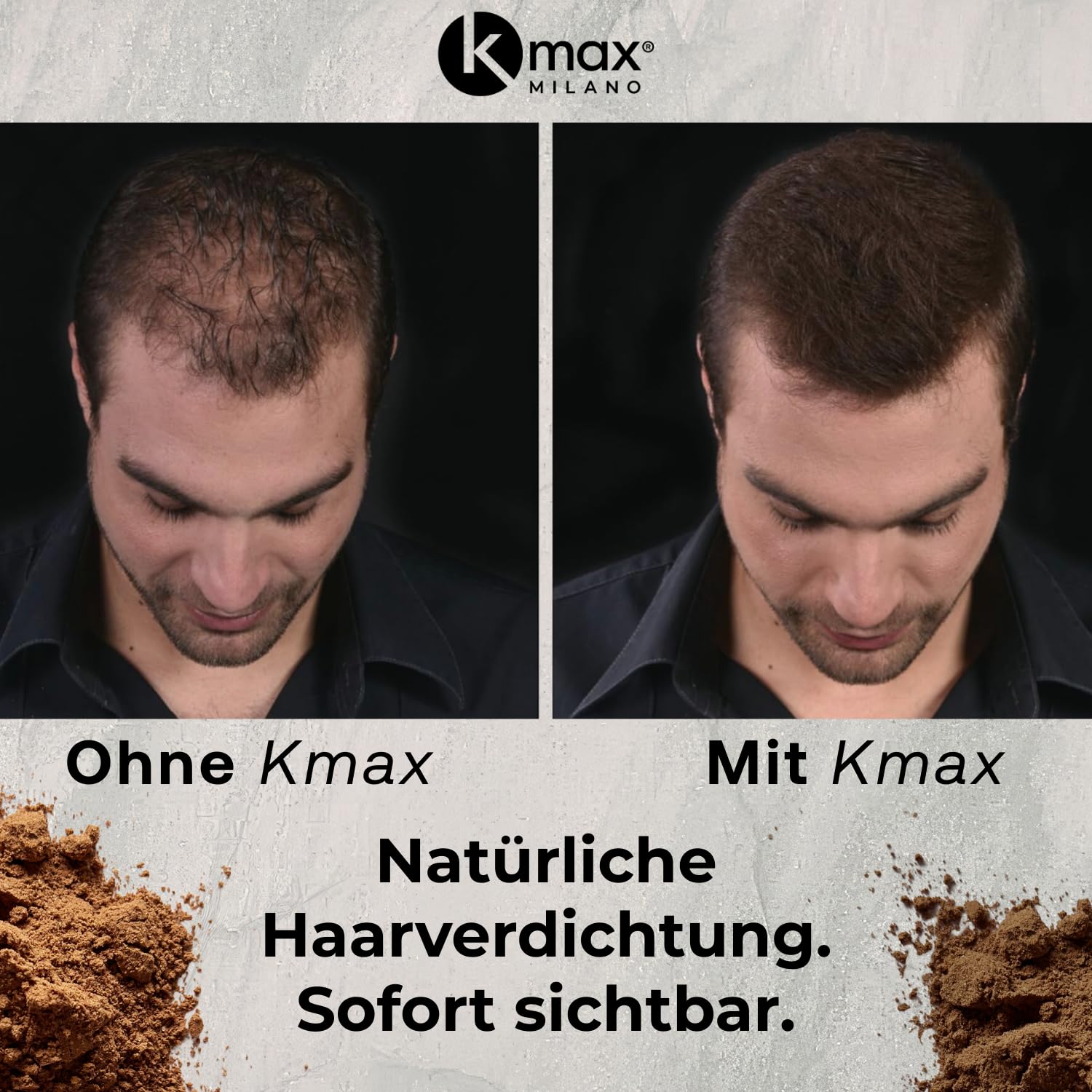 Kmax Haarpuder aus Keratin haare 15 g, Professionelles volumen puder haare natürliche, ansatzpuder zur Abdeckung von Kahlstellen – Schwarz