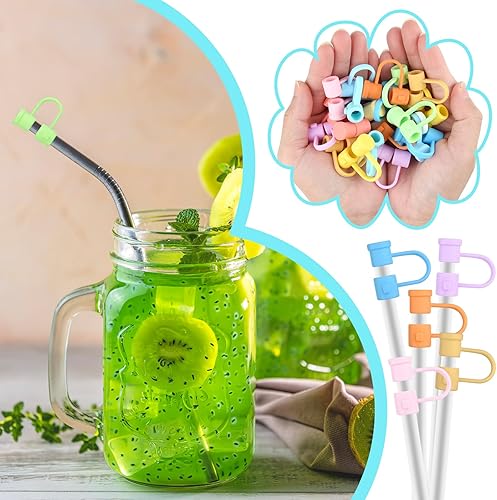 Miniatura 5 de Bouiexye Juego de 36 fundas de silicona para popotes a prueba de polvo, para pajitas de 0.315 a 0.315 pulgadas, reutilizables, divertidas