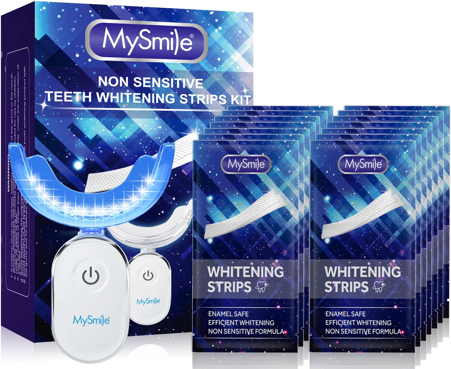 MySmile Teeth Whitening Kit, 28 Non-Sensitive Teeth Whitening Strips, Deluxe Teeth Whitener Dental Grade Tooth Whitening Strips for Home, Travel, 10 min Fast Result for Beautiful White Smile