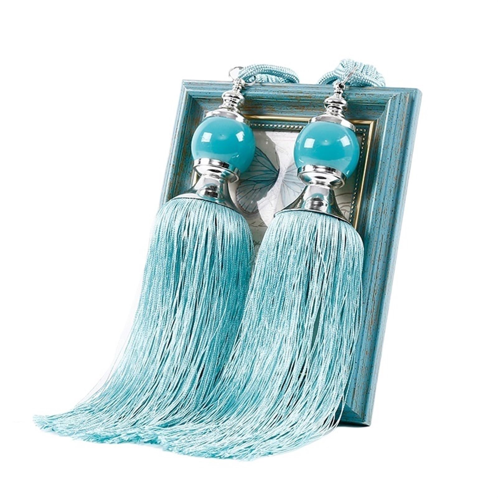 YXINAER Rope Curtain Tie Backs 1 Pair Curtain Tie Backs with Tassel Traditional Tieback Curtain Decorative Accessories(Sky blue)