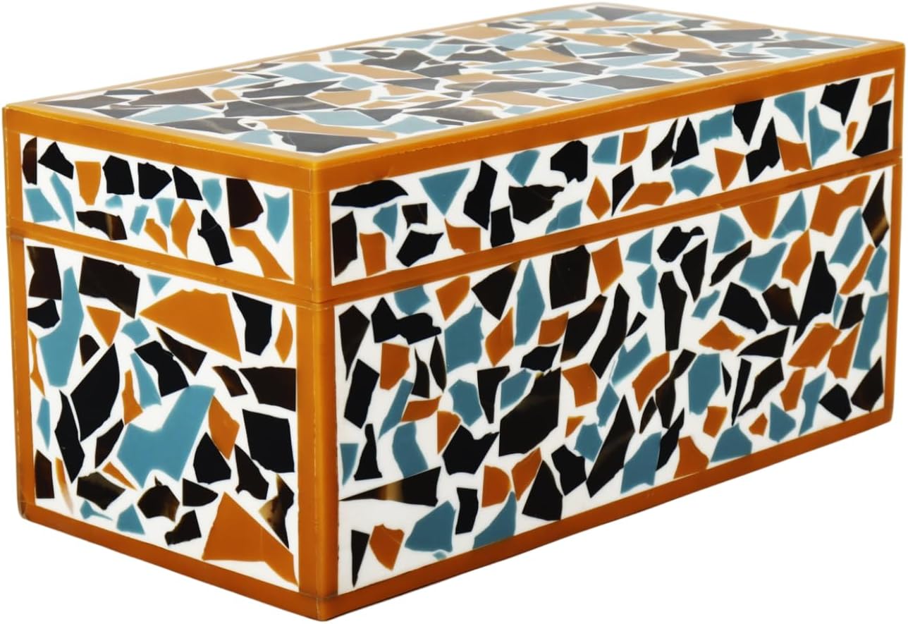 Handicrafts Home Decorative Organizer Box 10x5 – Large Keepsake with Lid, Modern Storage, Bohemian Coffee Table, Jewelry & Memory, Accent Home Décor