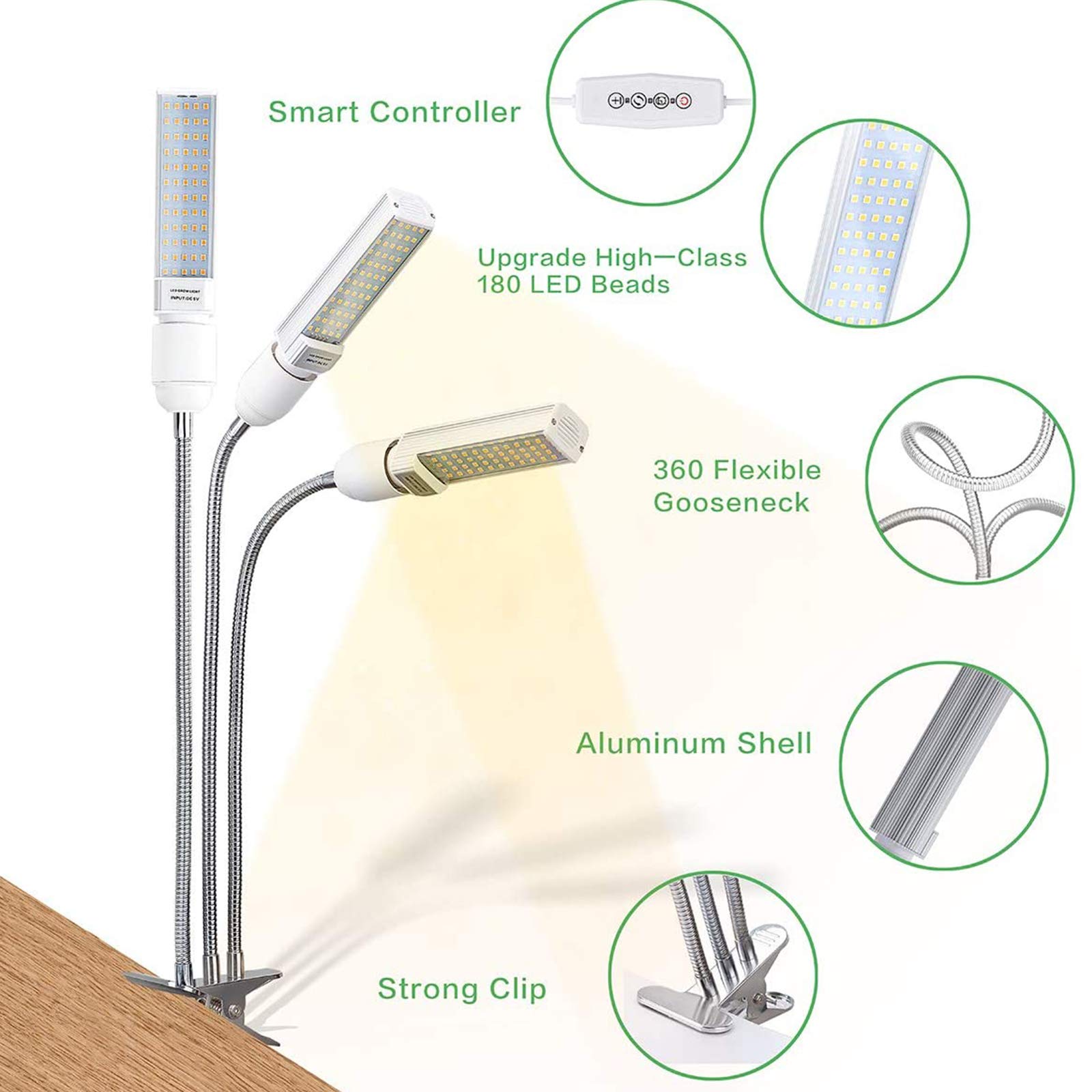 Lámpara De Crecimiento De Plantas LED, 68W 132 Leds Planta De Luz para Plantas De Interior, Full Spectrum LED Lámpara, Grow Light Grow Lamp Lámpara De Cultivo, 4 Modos Iluminación, 5 Niveles Brillo