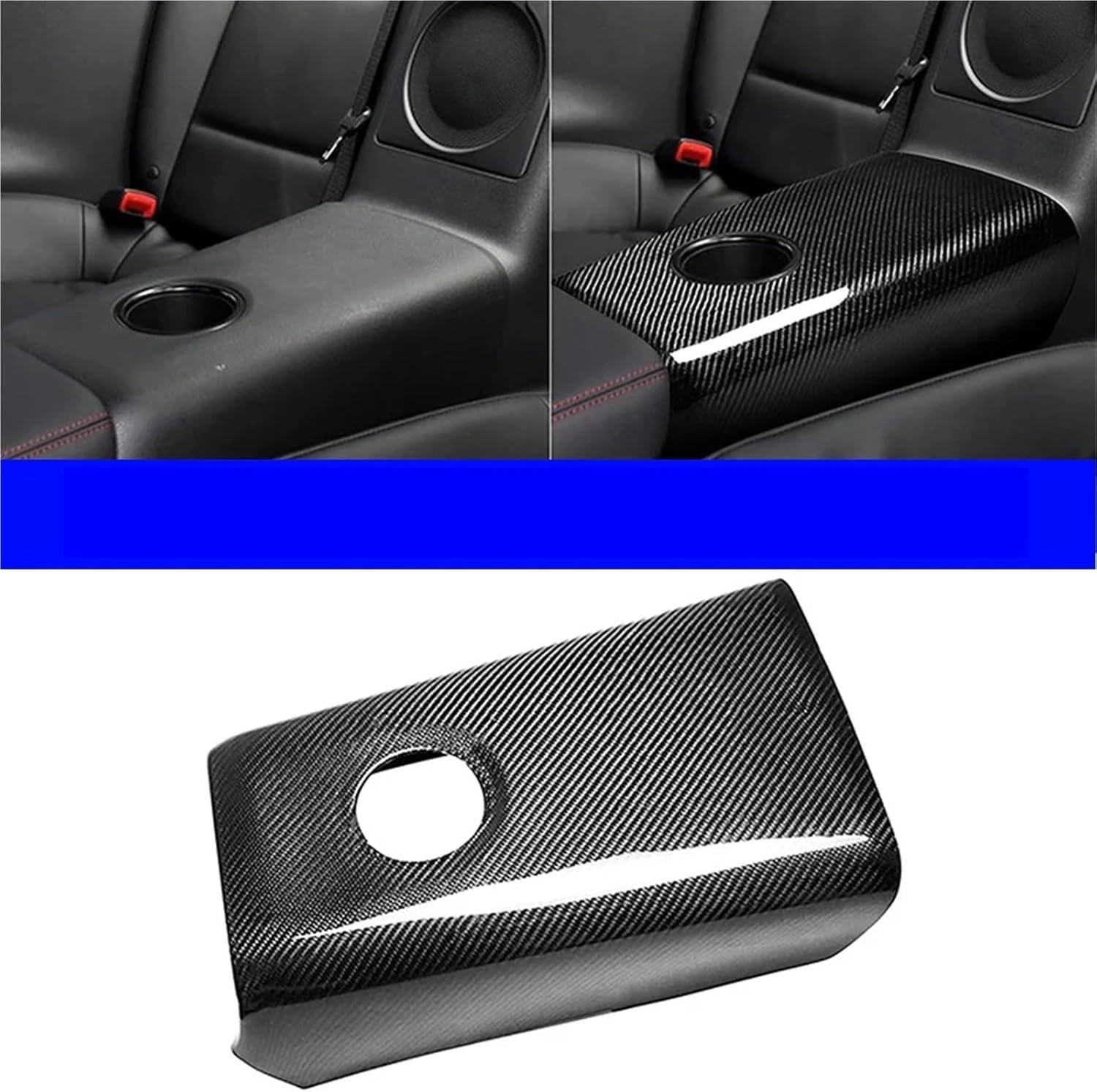 Compatible with Nissan GTR R35 2008-2016 Accesorries Real Carbon Fiber Interior Decoration Sticker Rear Seat Armrest Box Cover