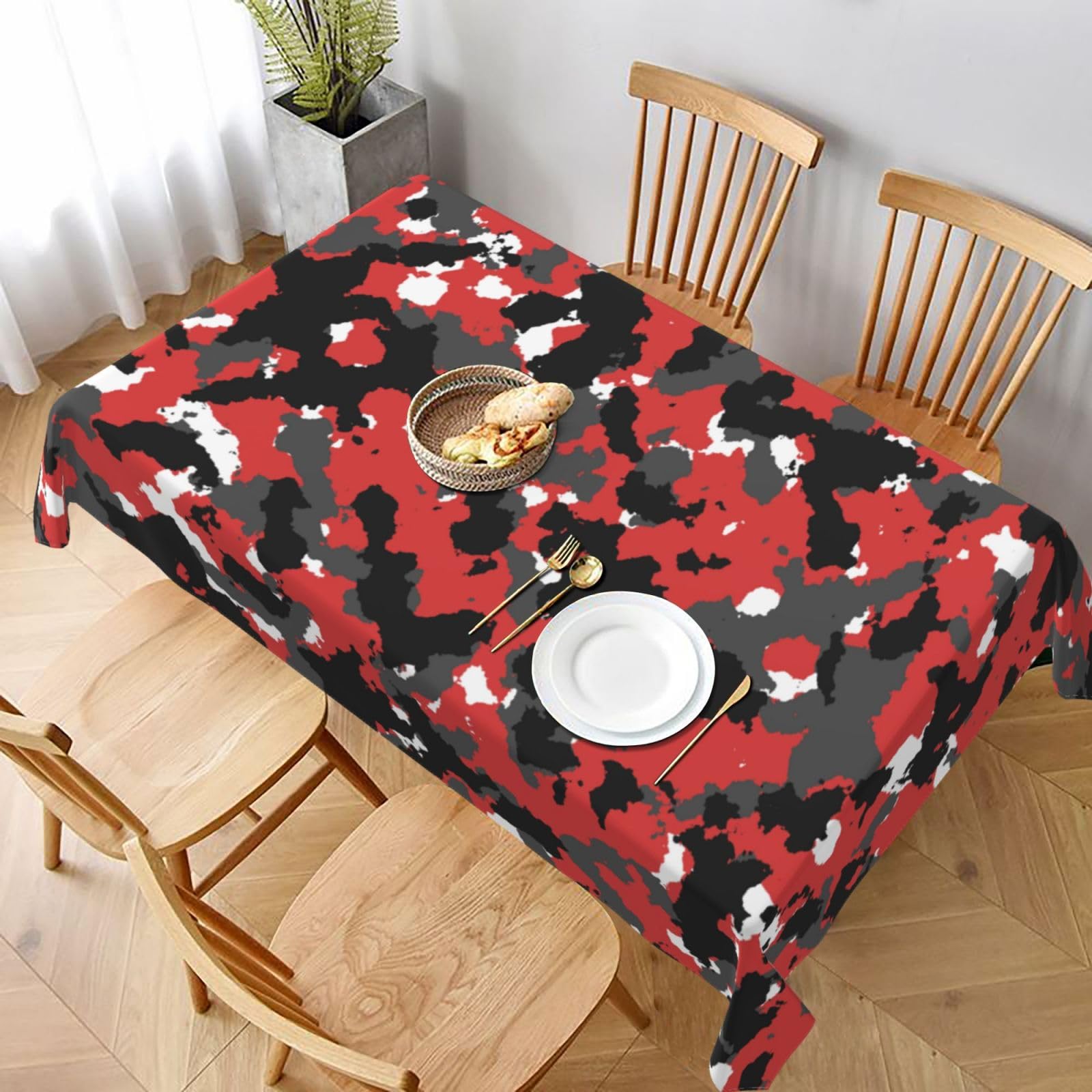 BNVSADC Camouflage Printed Rectangle Tablecloth 228x152 CM, Water Resistant Polyester Table Cloth Decorative Fabric Table Covers for Kitchen Dining Table Parties Camping
