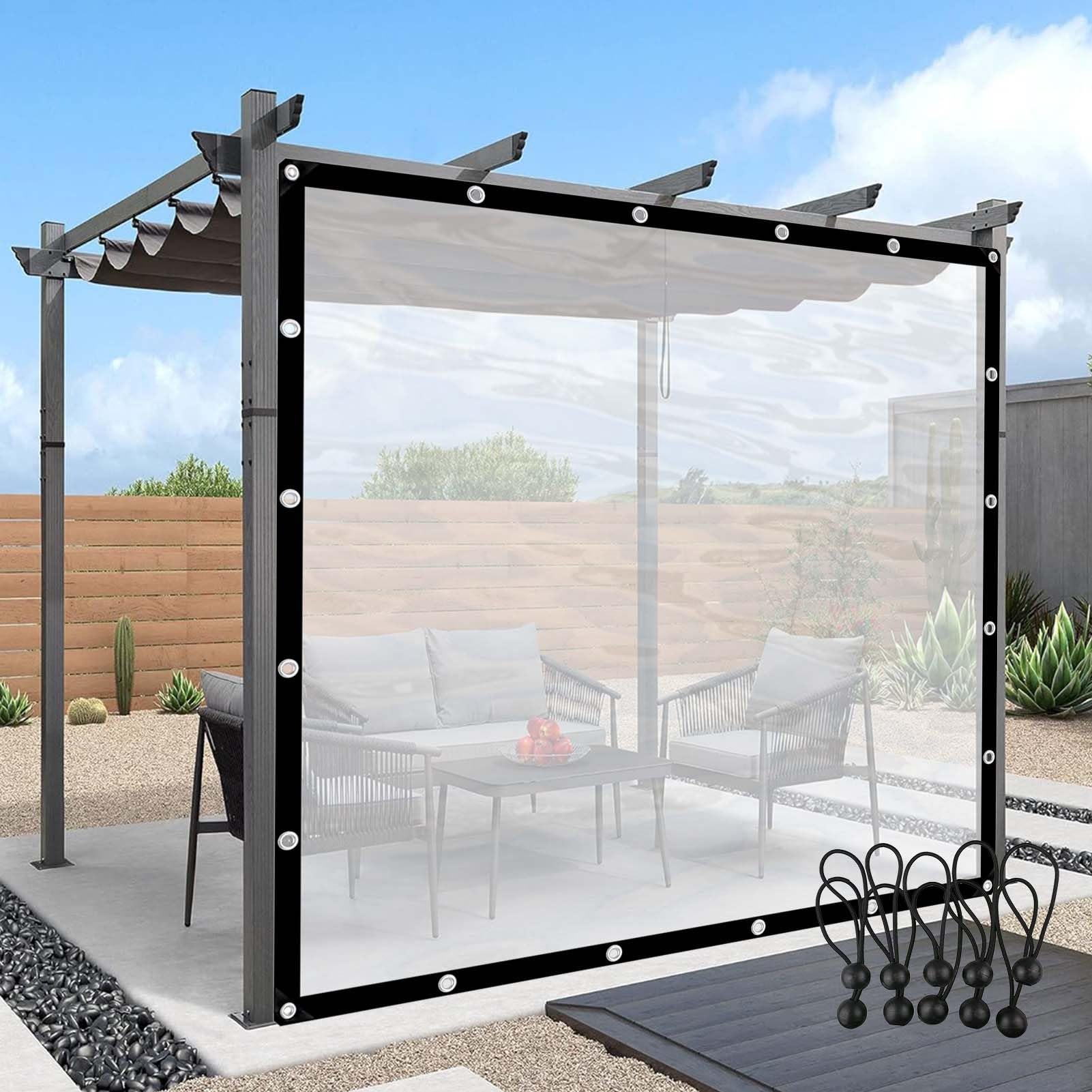 Bâche transparente en PVC 14' imperméable avec œillets pour pergola