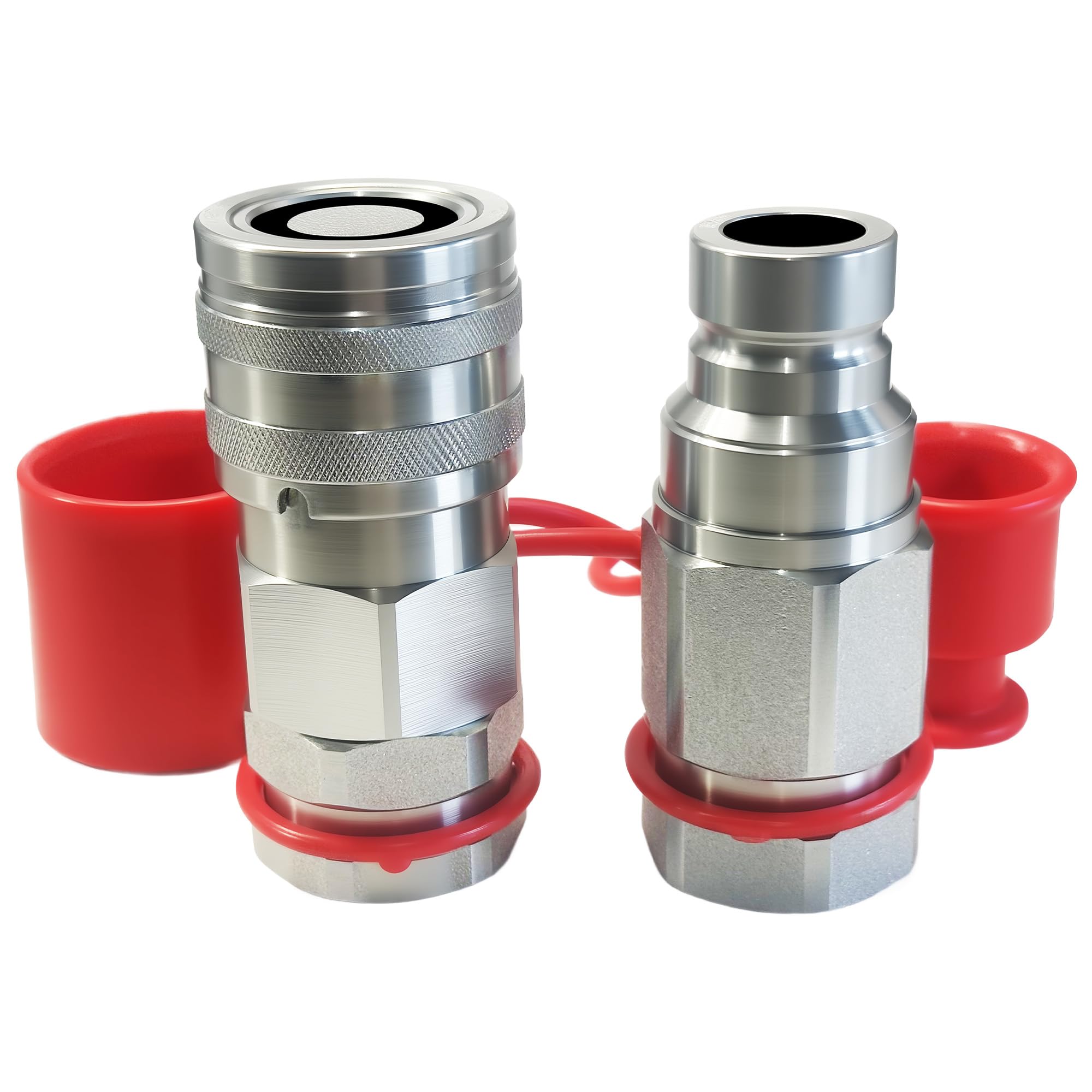1" SAE Thread Flat Face High Flow Skid Steer Hydraulic Quick Connect Couplers Set | 3/4" Body