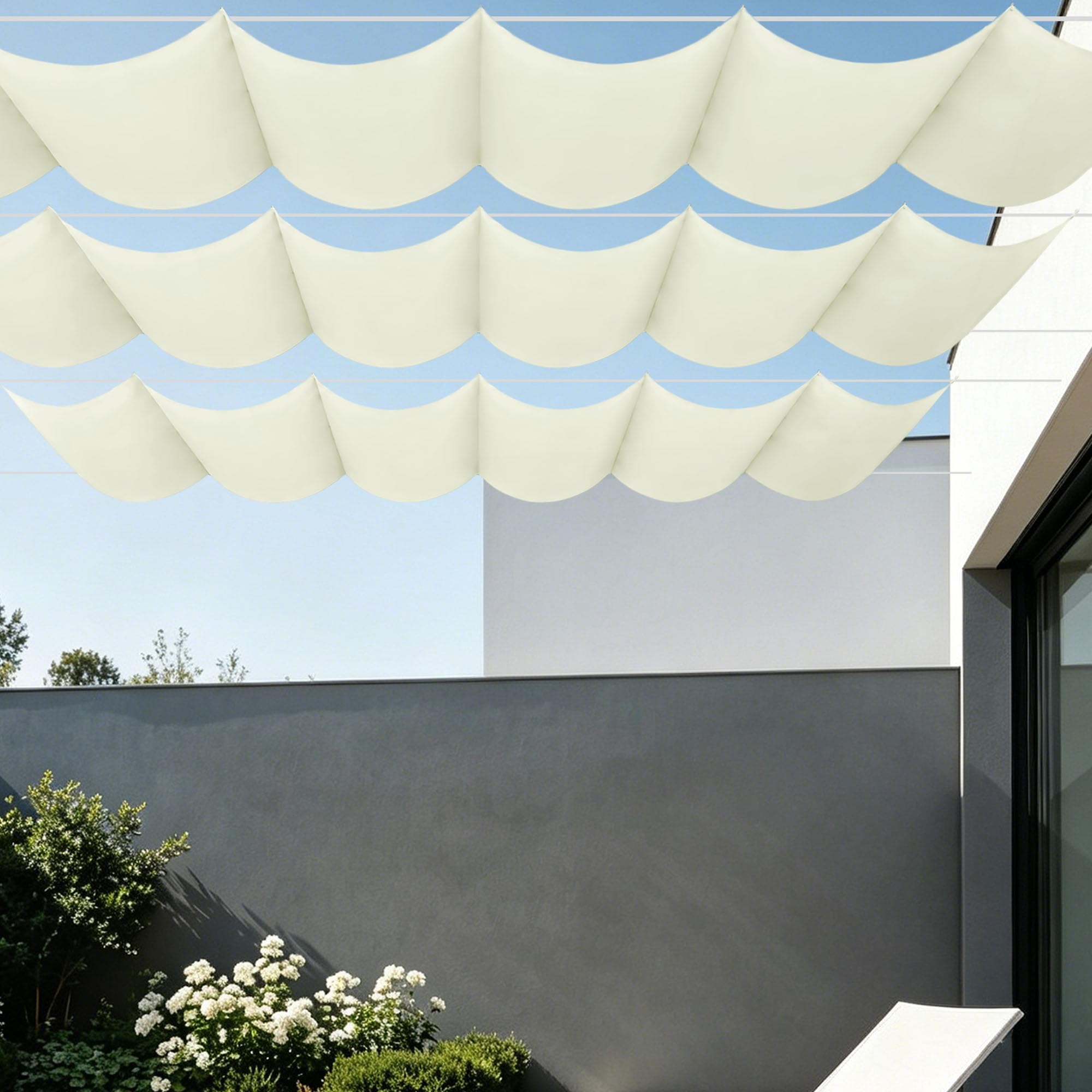 Voile d'ombrage toile imperméable rectangulaire anti-pluie 2.5x3m avec oeillets pour balcon et patio