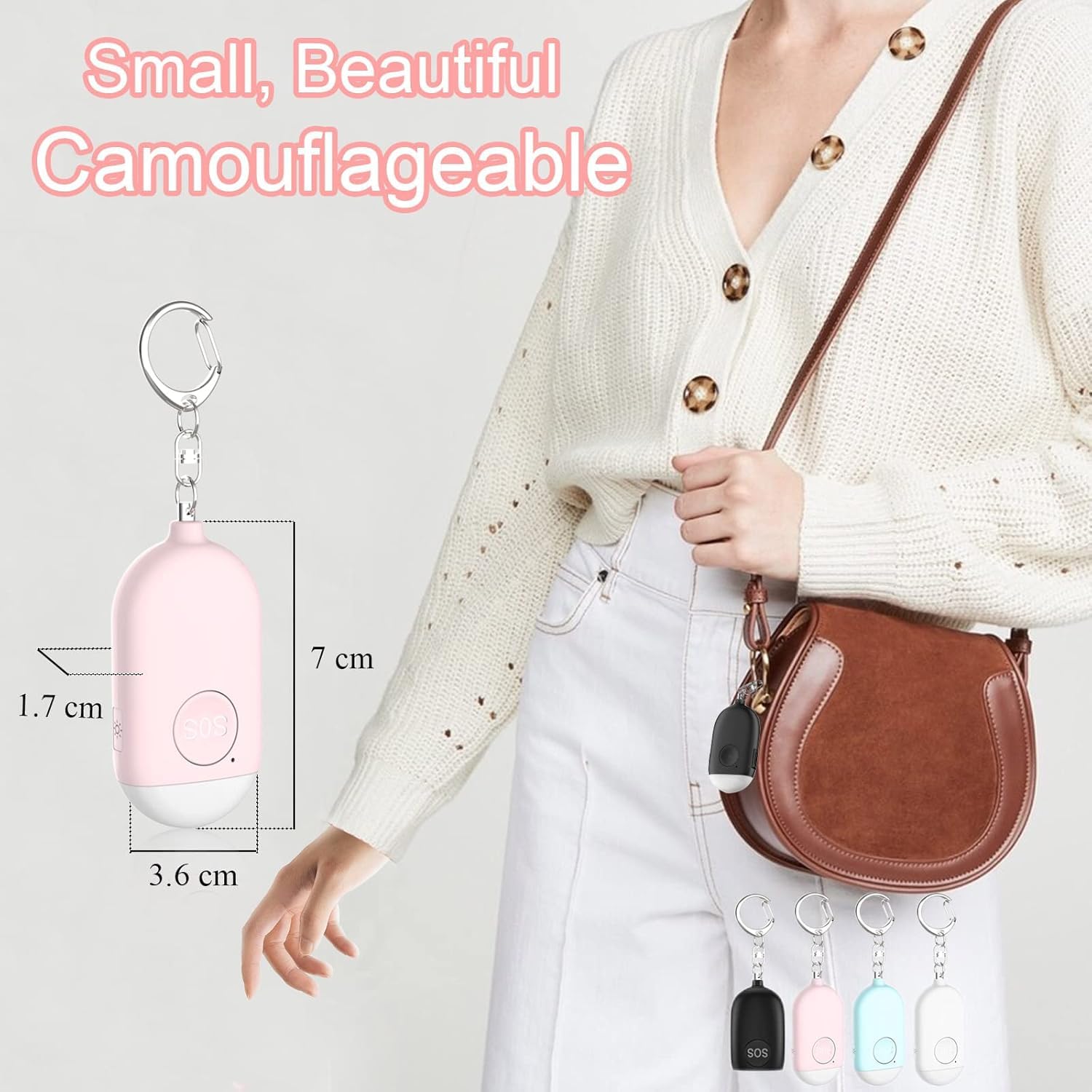 Alarma Personal Autodefensa de Bolsillo Hion - Llavero de Defensa Personal Recargable 130 dB con Iluminación LED para Mujeres, Niños y Personas Mayores - Potente y Confiable(Rosa, 1)