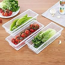 Fridge Storage Containers 1500ML Stackable Fridge Organizer Boxes with Lids, Removable Drain Plate Keep Fruits & Vegetables Fresher, BPA-Free (Pack of 3)