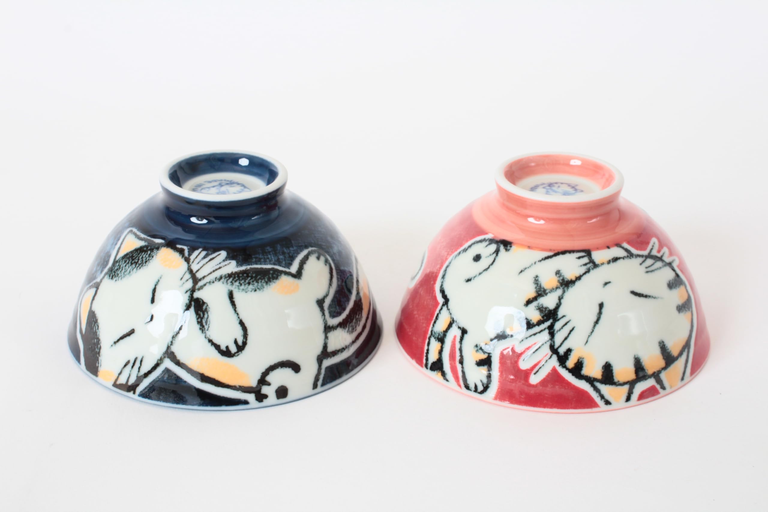 Mino ware MIG016 Lot de 2 bols à riz en poterie japonaise Motif animal Fabriqué au Japon (Import Allemagne)