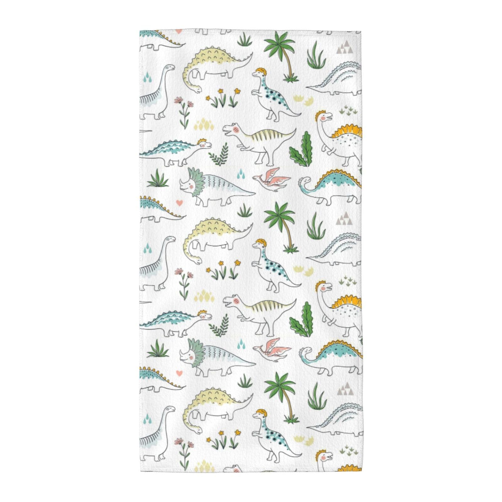 Cbaaghh Dinosaur Walking Print Towel, Towels Thick Face Towels Fast Drying Washcloth For Bath, Spa, Gym