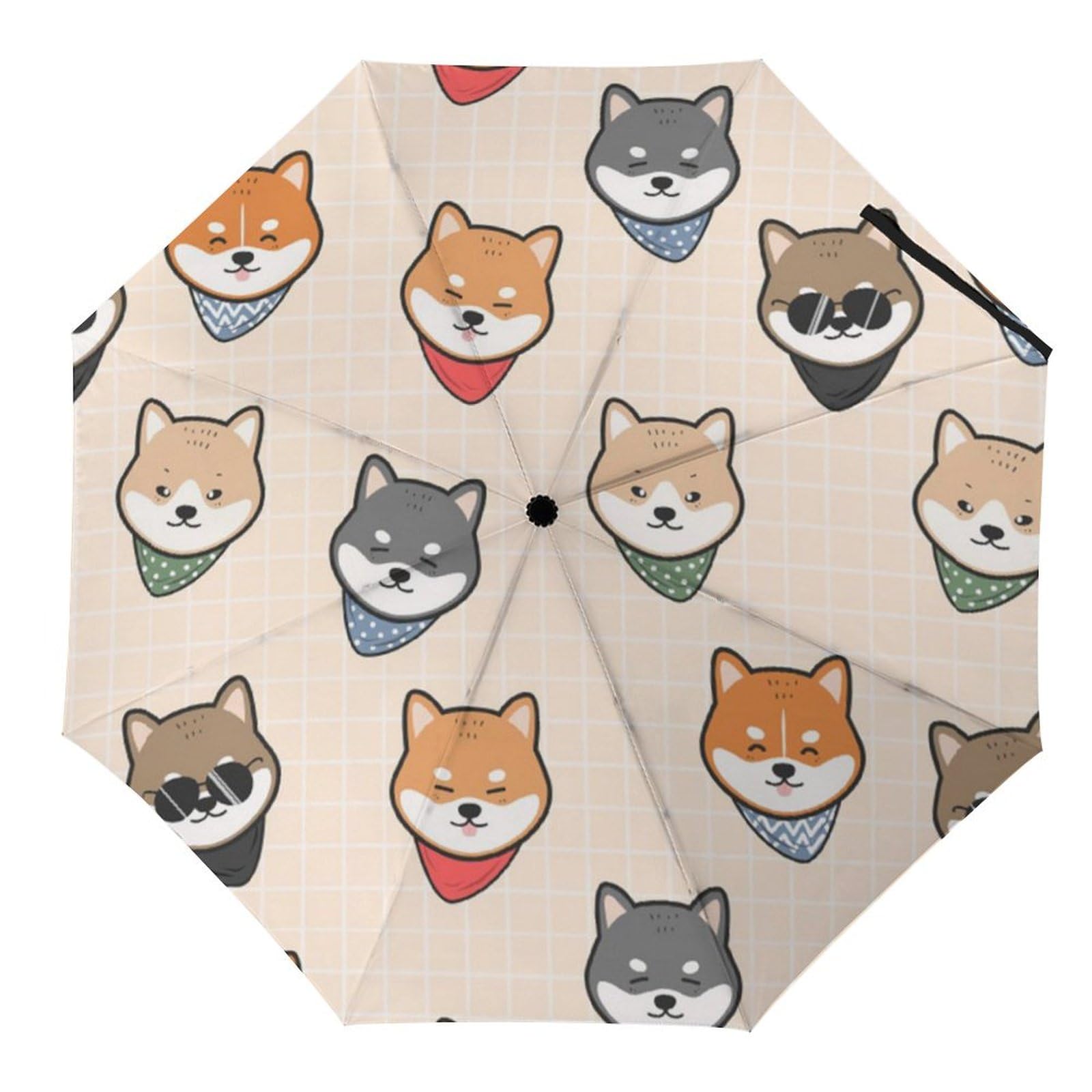 Jzemdybill Style Folding Umbrella, Shiba Inu Dog Pattern Umbrella, Travel Umbrella For Windproof, Rainproof