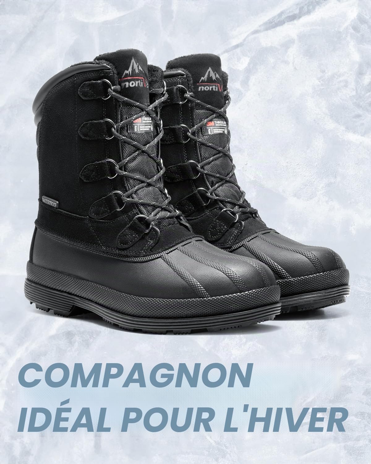 NORTIV 8 Botte de Neige pour Homme Bottes de Hiver | Chaussures Chaude Randonnée Imperméable Boots, Confortable et Durable