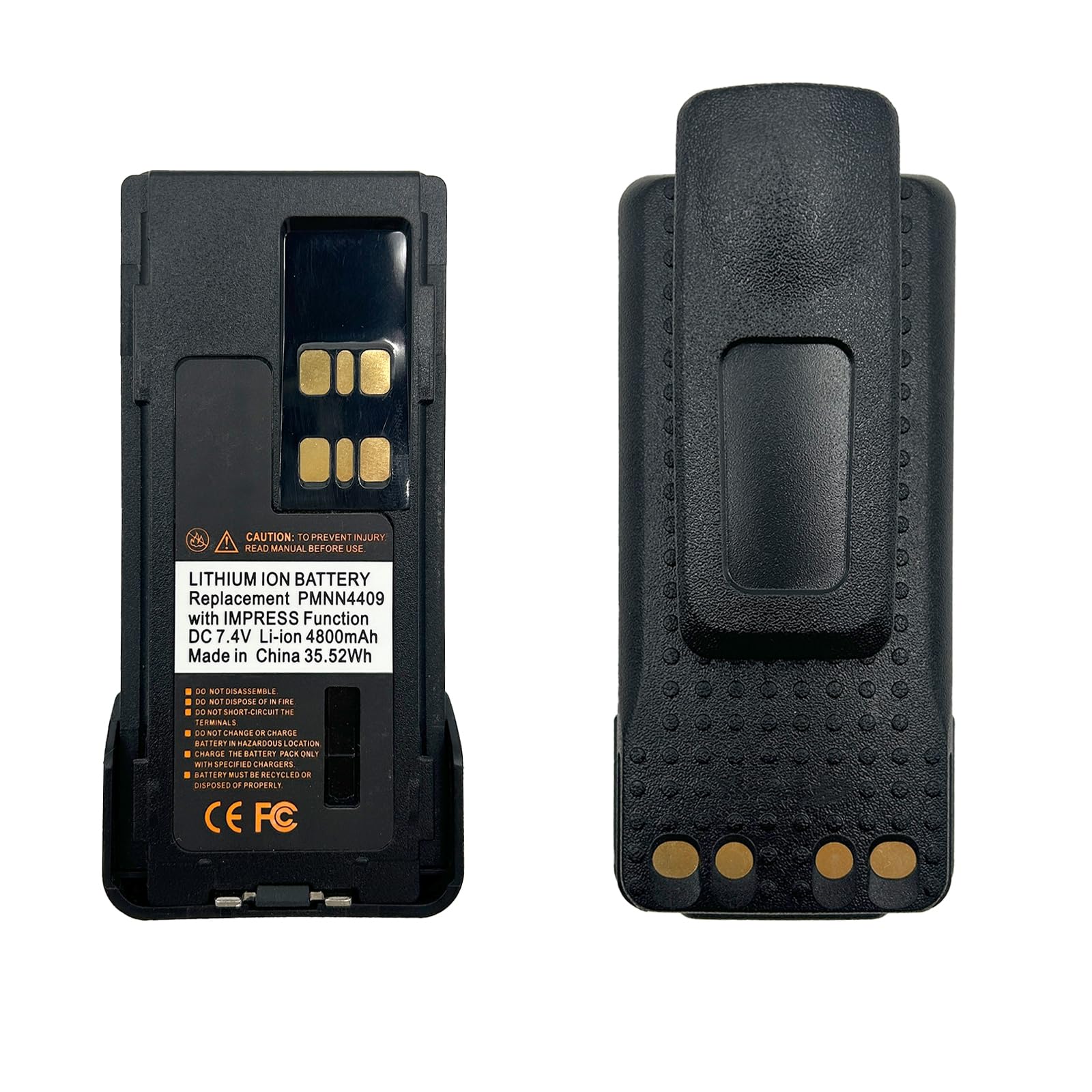 IMPRES 7.4V 4800mAh Smart Battery PMNN4493/PMNN4491/PMNN4409 Replacement for Motorola XPR7550e XPR7550 XPR7580e XPR7350e XPR3500e XPR3300e, APX900 APX1000 APX2000 APX3000 APX4000, with Belt Clip